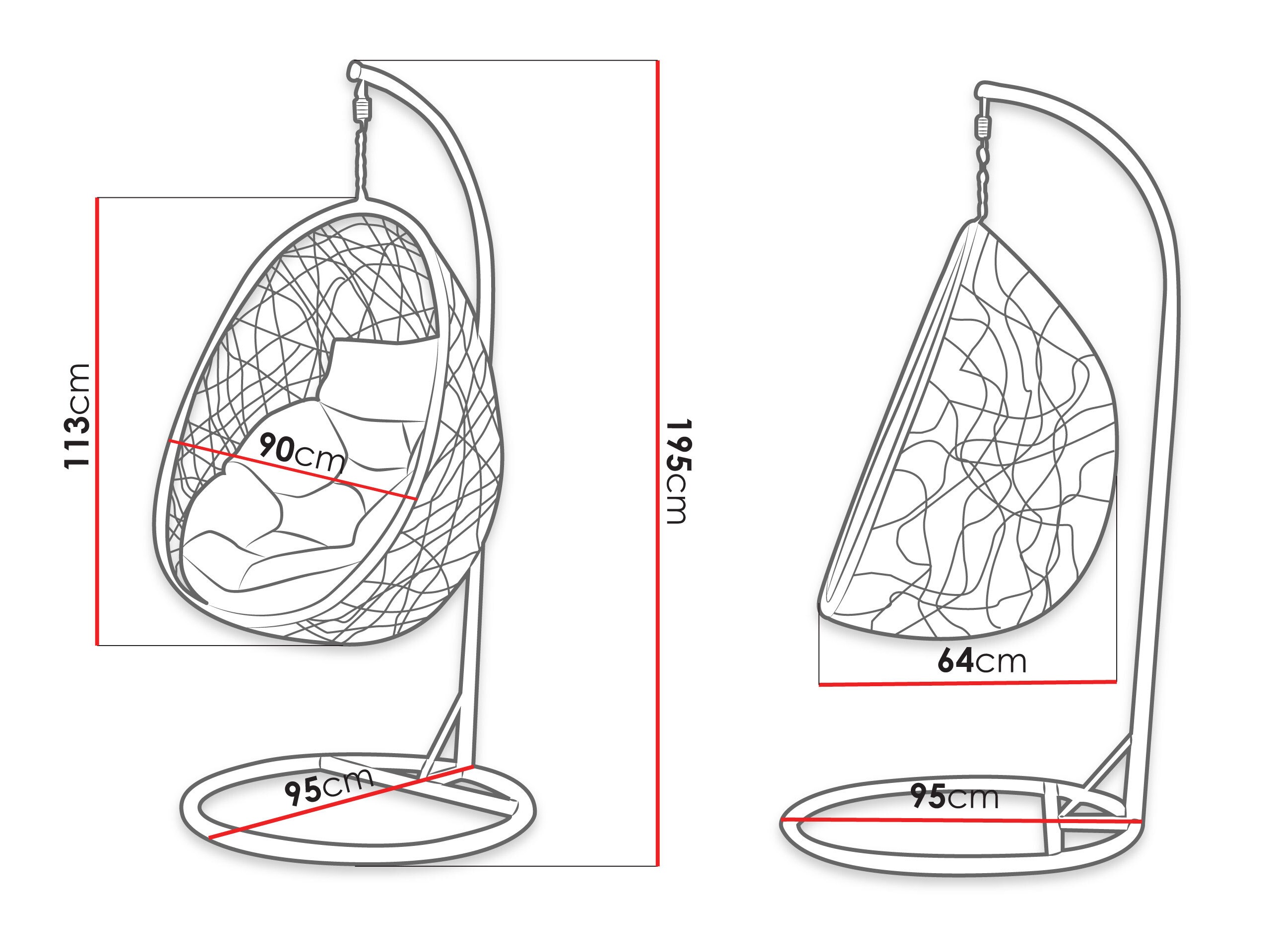 Hanging chair Comfivo Undtudo (Black + Cream)