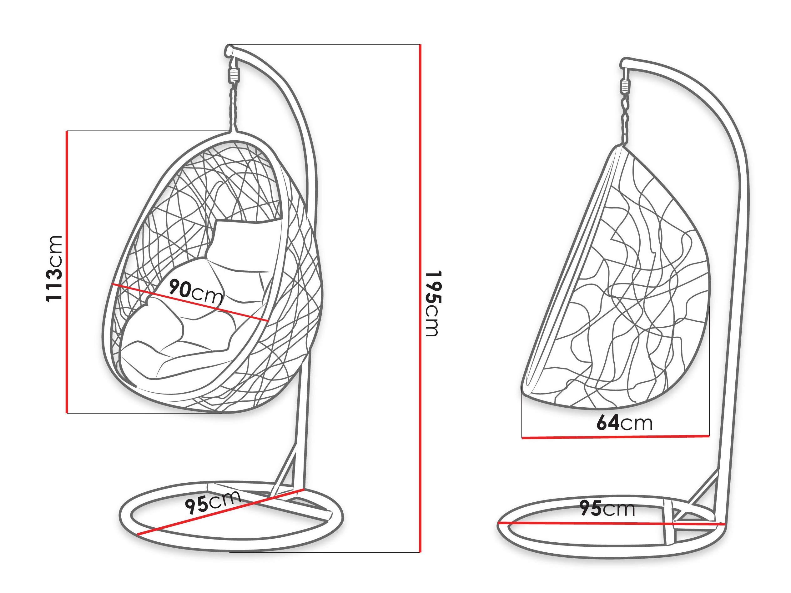 Hanging chair Comfivo Undtudo (Dark grey + Grey)