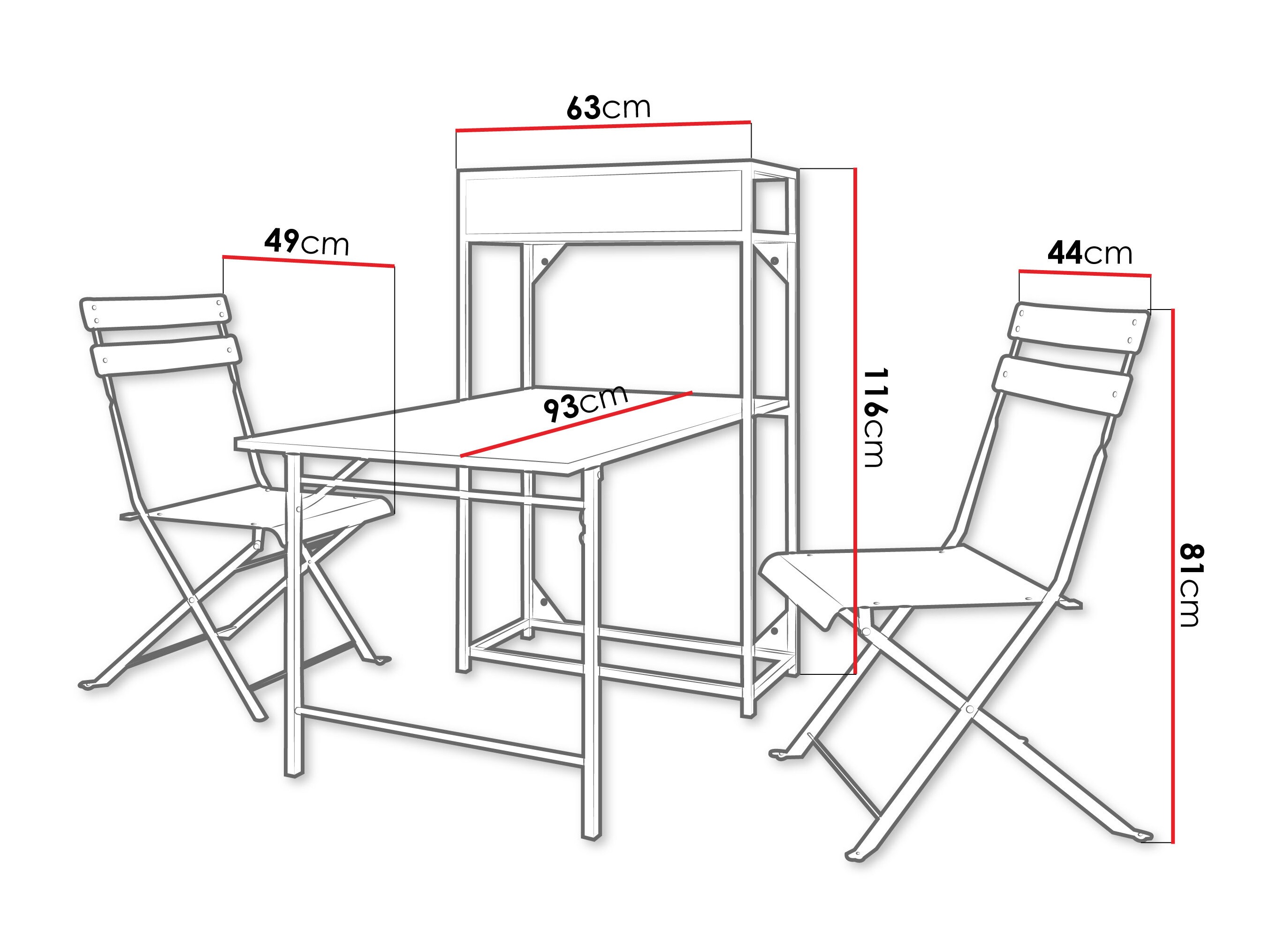 Balcony furniture set Lenitus (Grey)