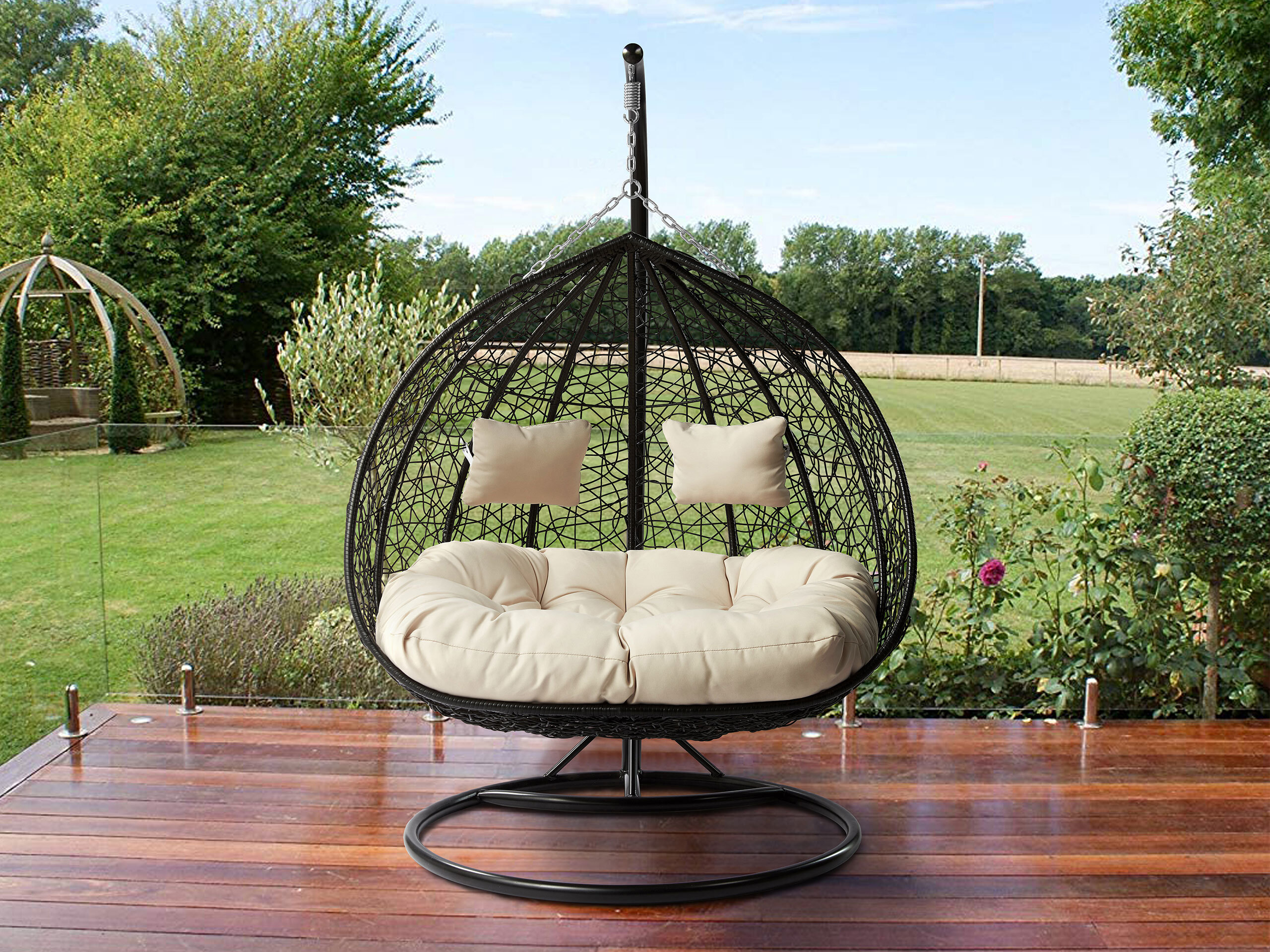 Hanging chair Comfivo Audos (Black + Cream)
