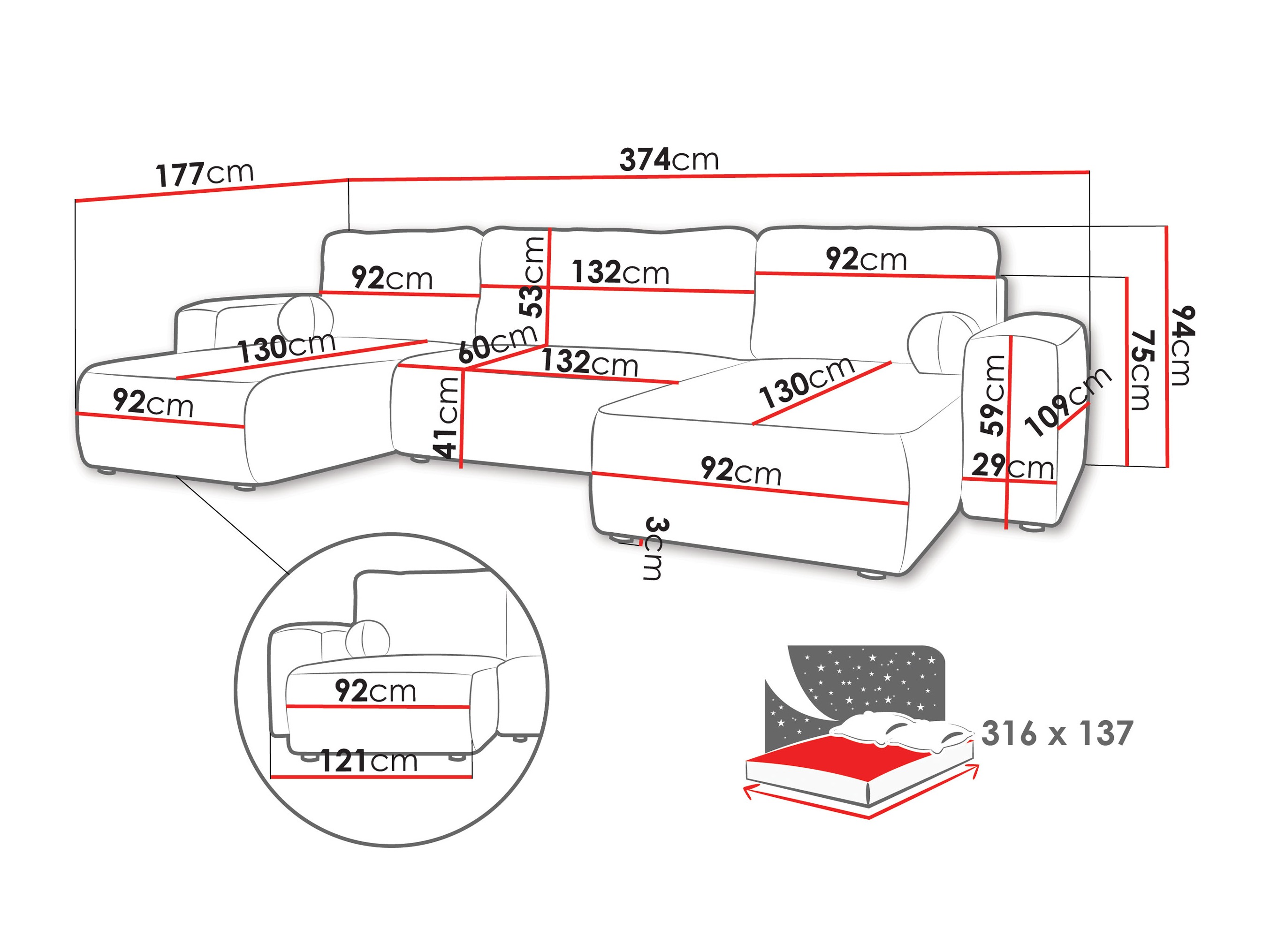 Corner sofa TrendyNest Piscor (Coral 45)