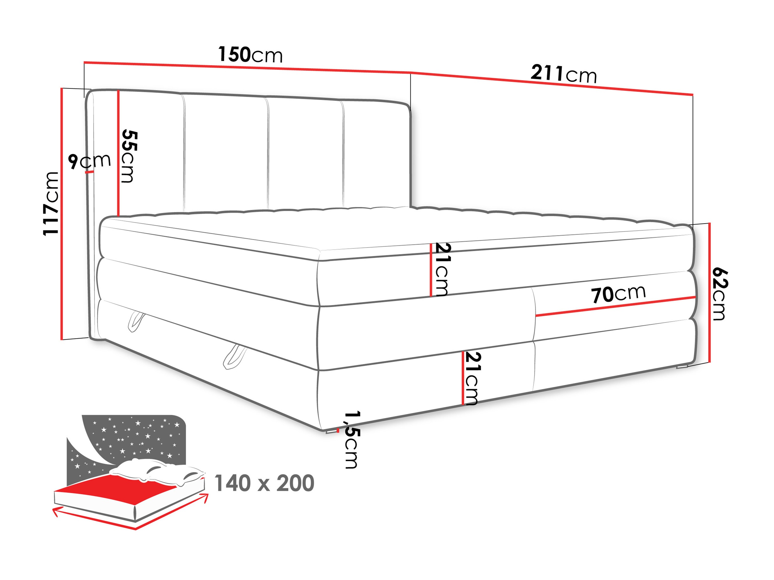 Continental bed ComfiDream Caelion (Onega 03)