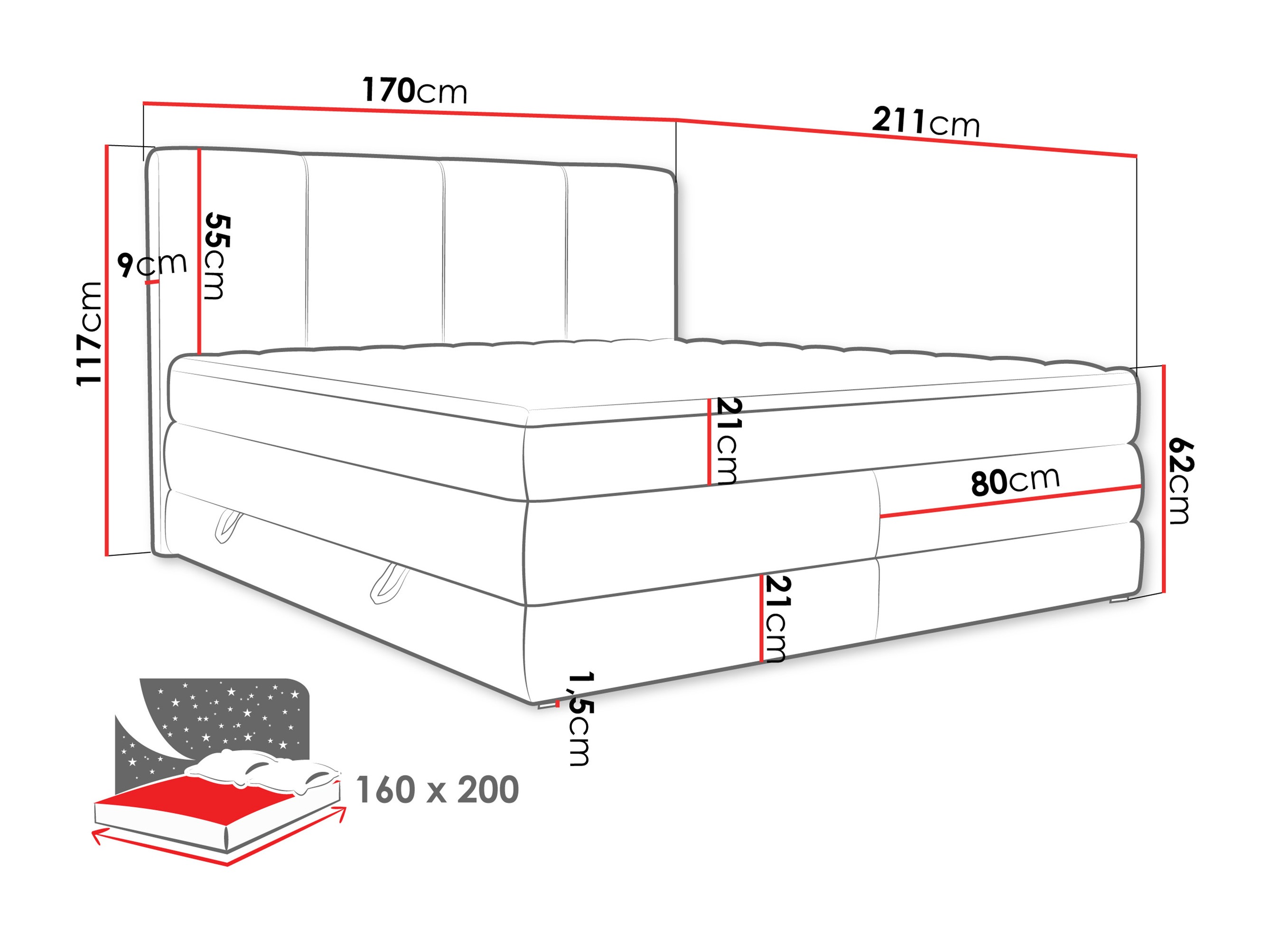 Continental bed ComfiDream Caelion (Onega 03)