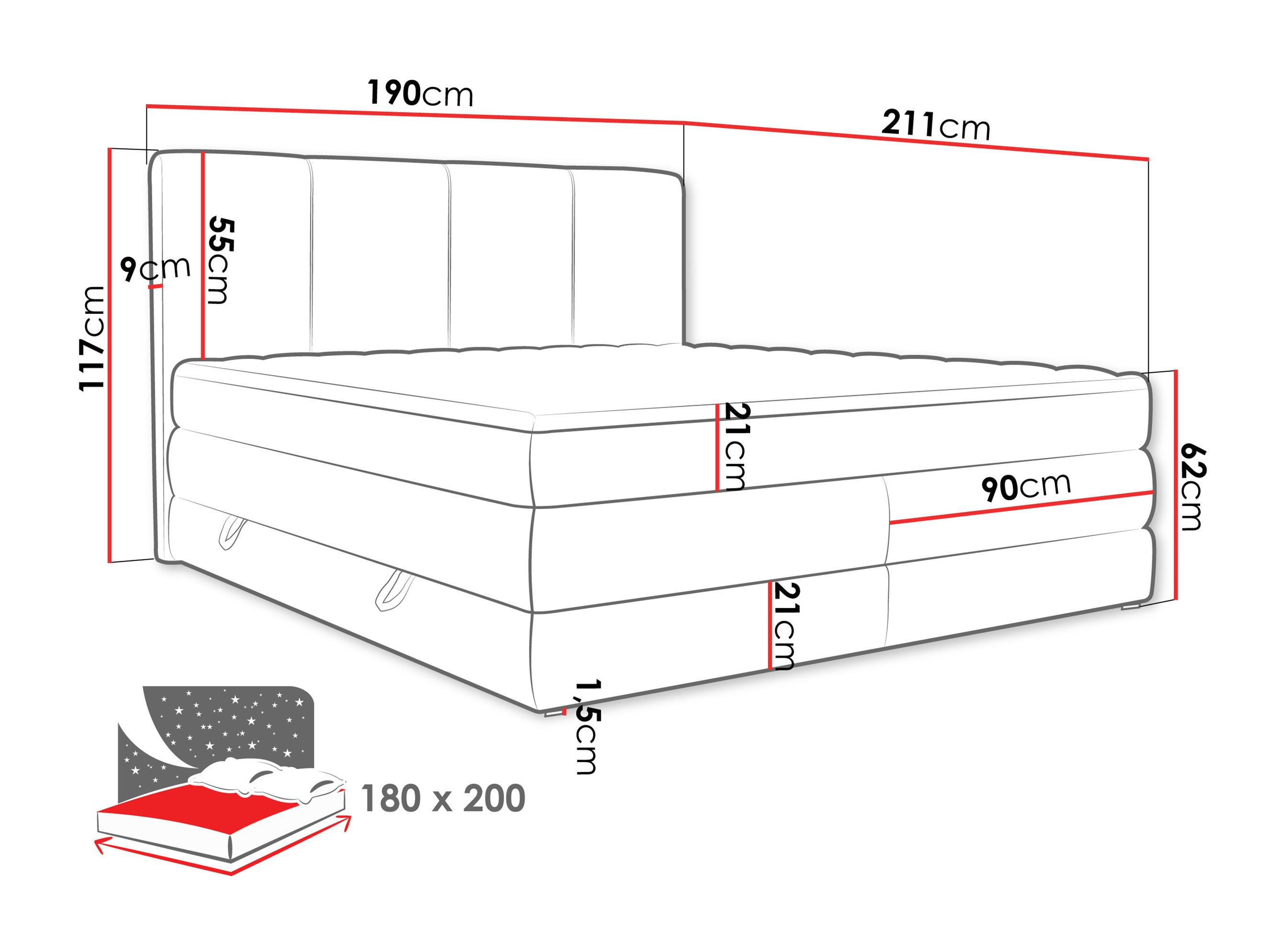Continental bed ComfiDream Caelion (Onega 03)