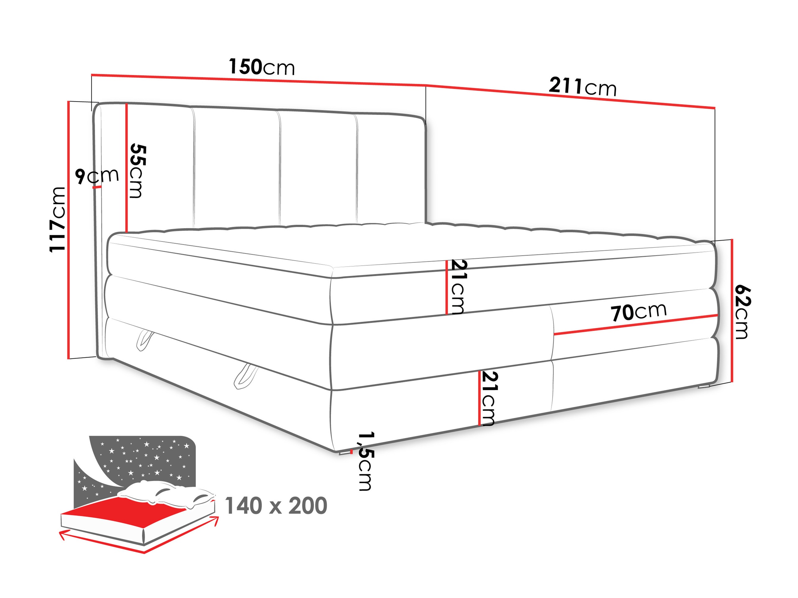 Continental bed ComfiDream Caelion (Onega 07)