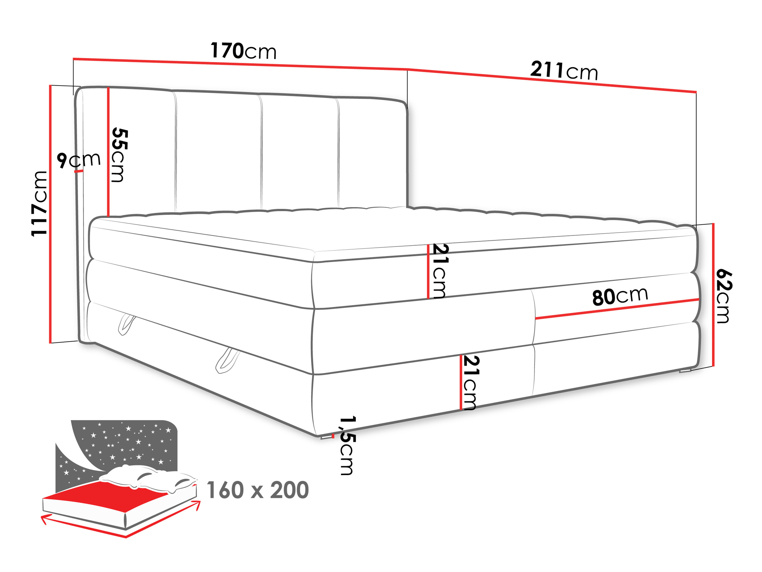 Continental bed ComfiDream Caelion (Onega 07)