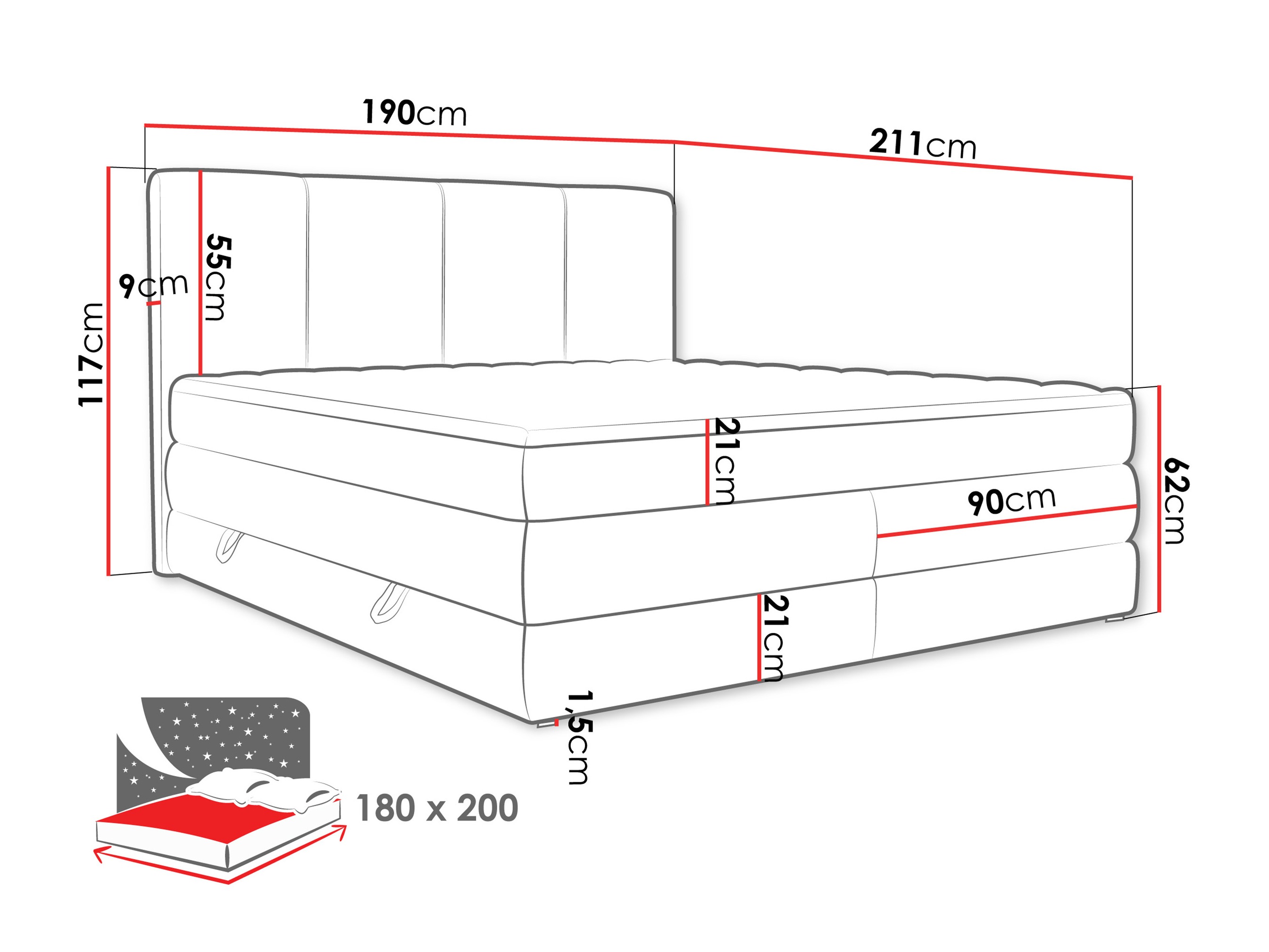 Continental bed ComfiDream Caelion (Onega 07)