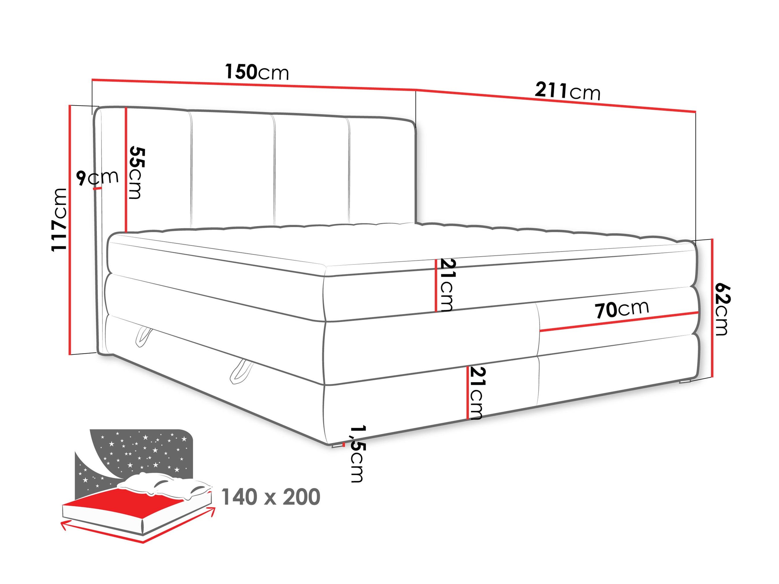 Continental bed ComfiDream Caelion (Onega 11)