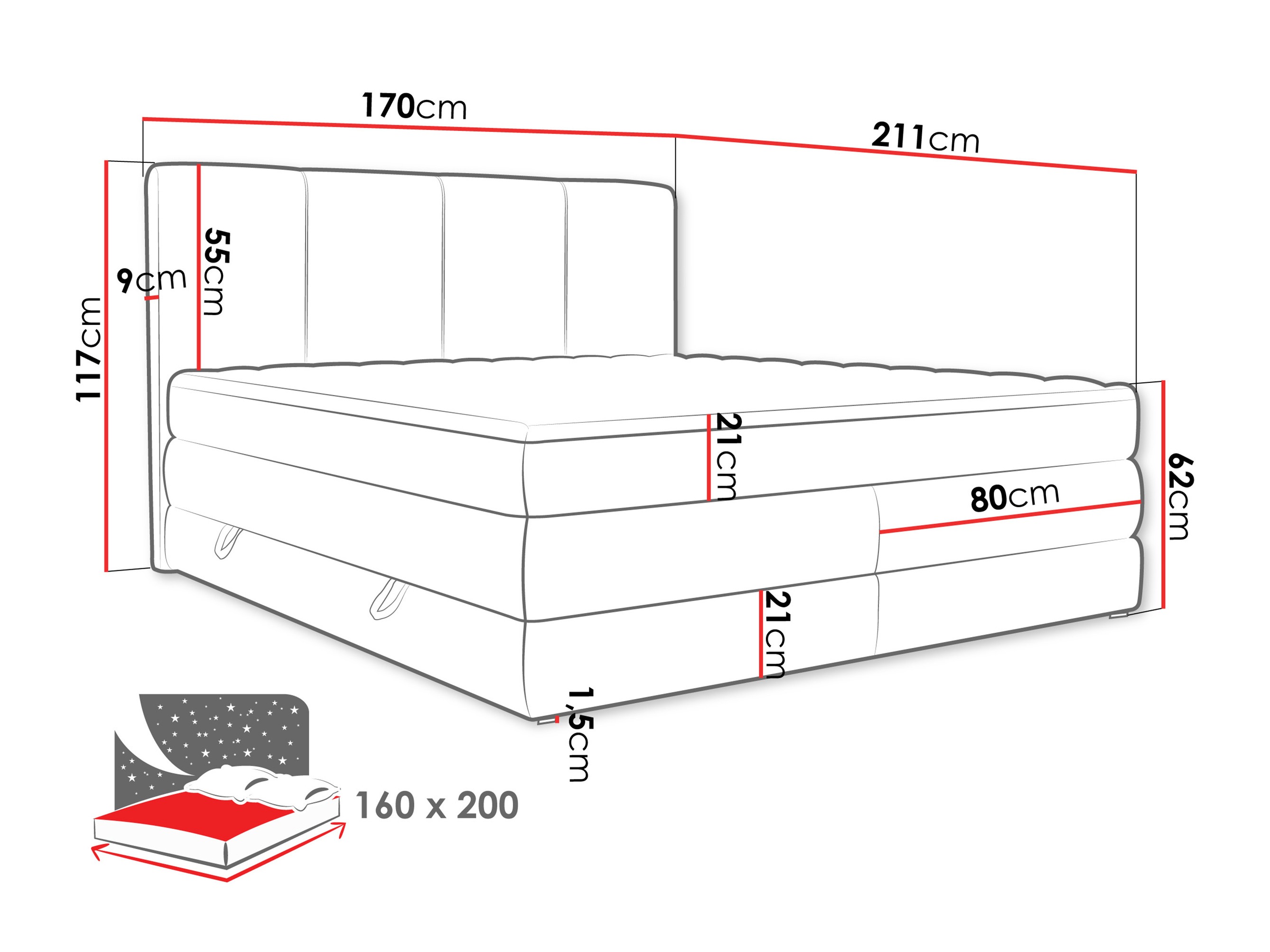 Continental bed ComfiDream Caelion (Onega 11)