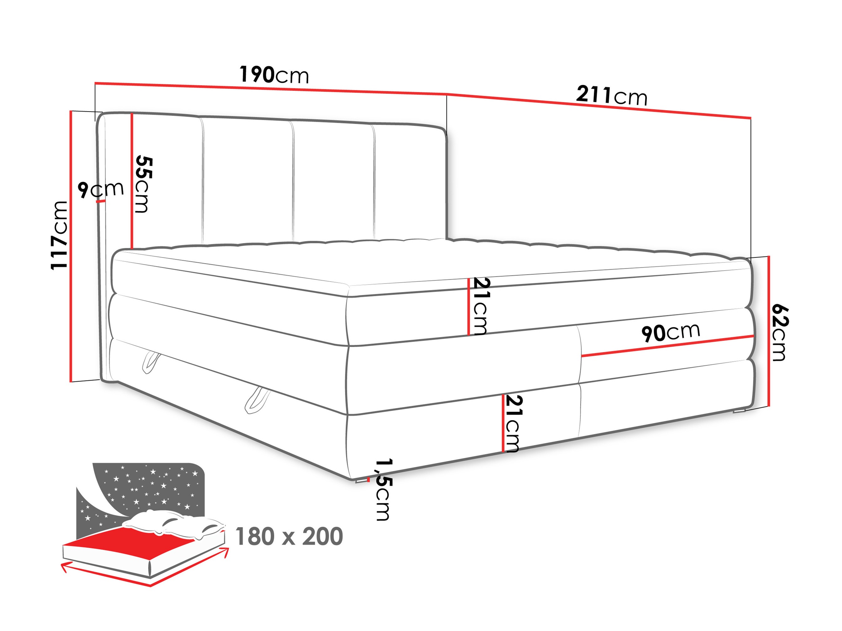 Continental bed ComfiDream Caelion (Onega 11)
