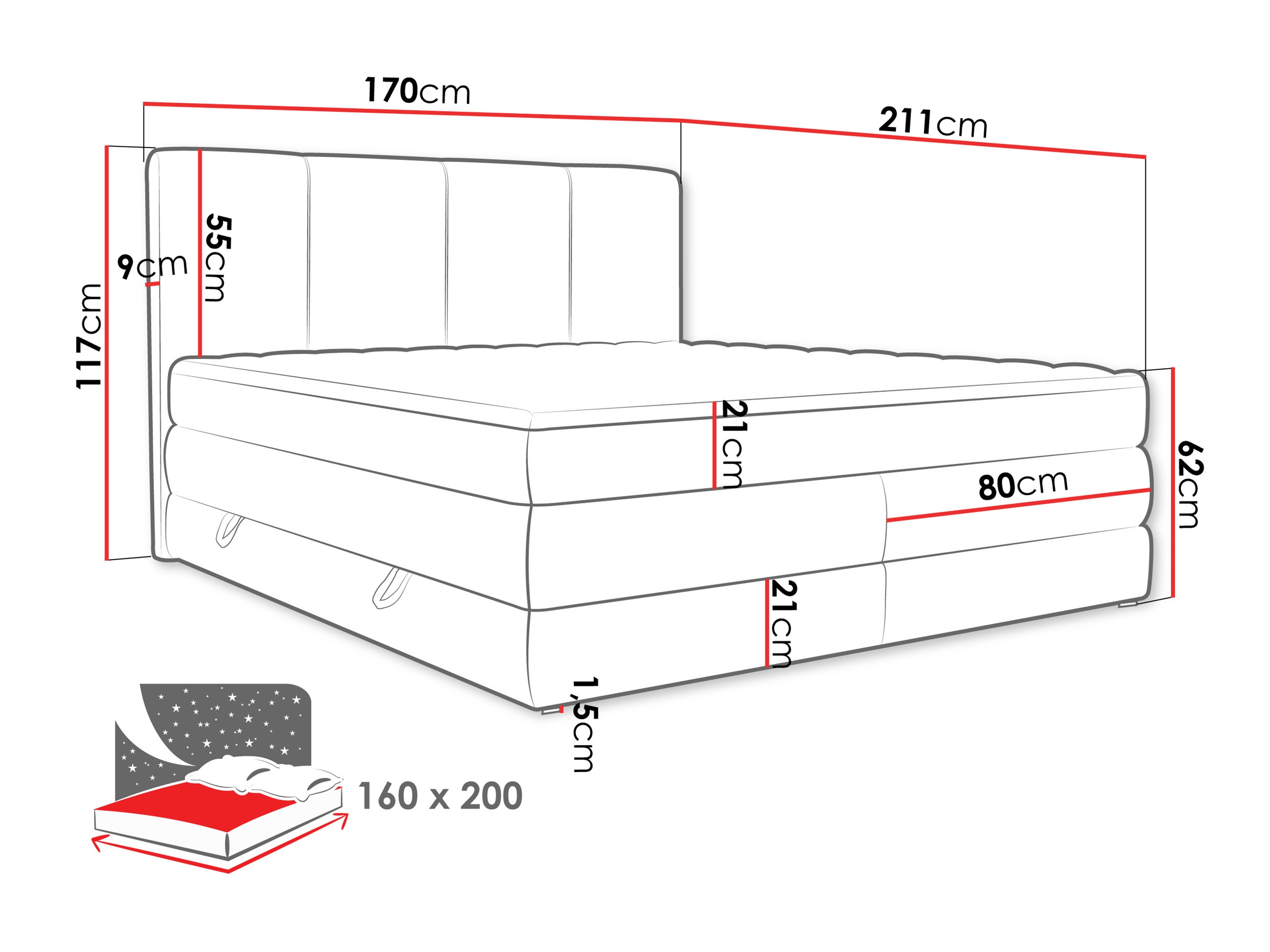 Continental bed ComfiDream Caelion (Onega 18)