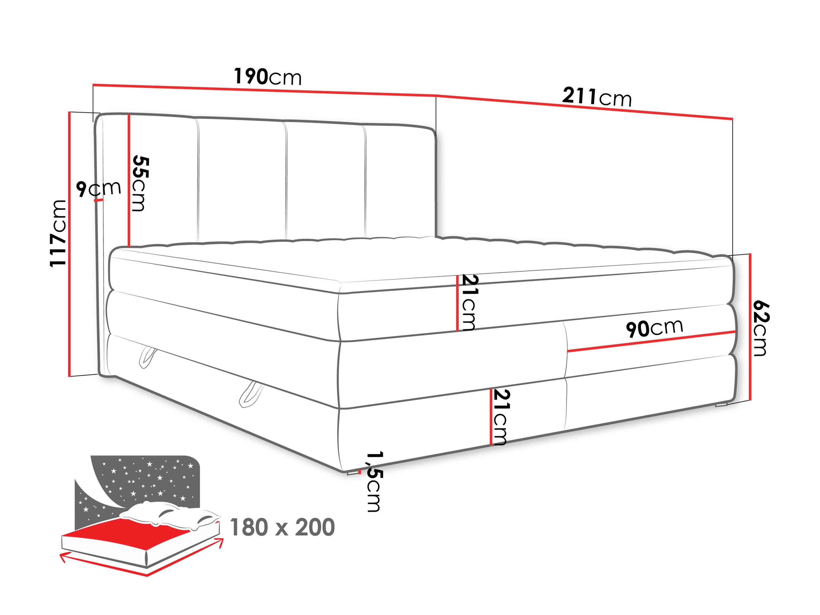 Continental bed ComfiDream Caelion (Onega 18)