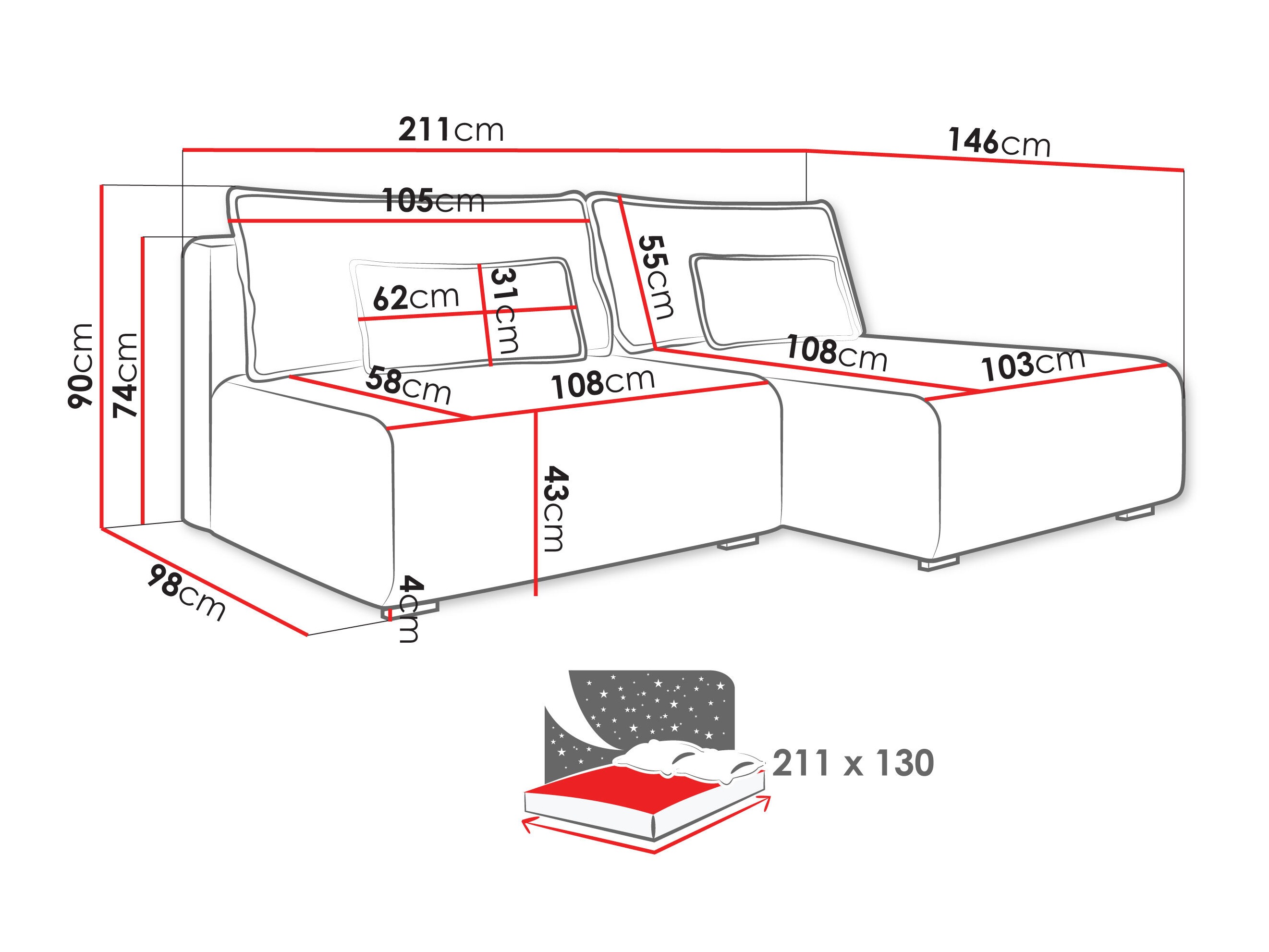 Corner sofa TrendyNest Fenestal (Tilia 01)