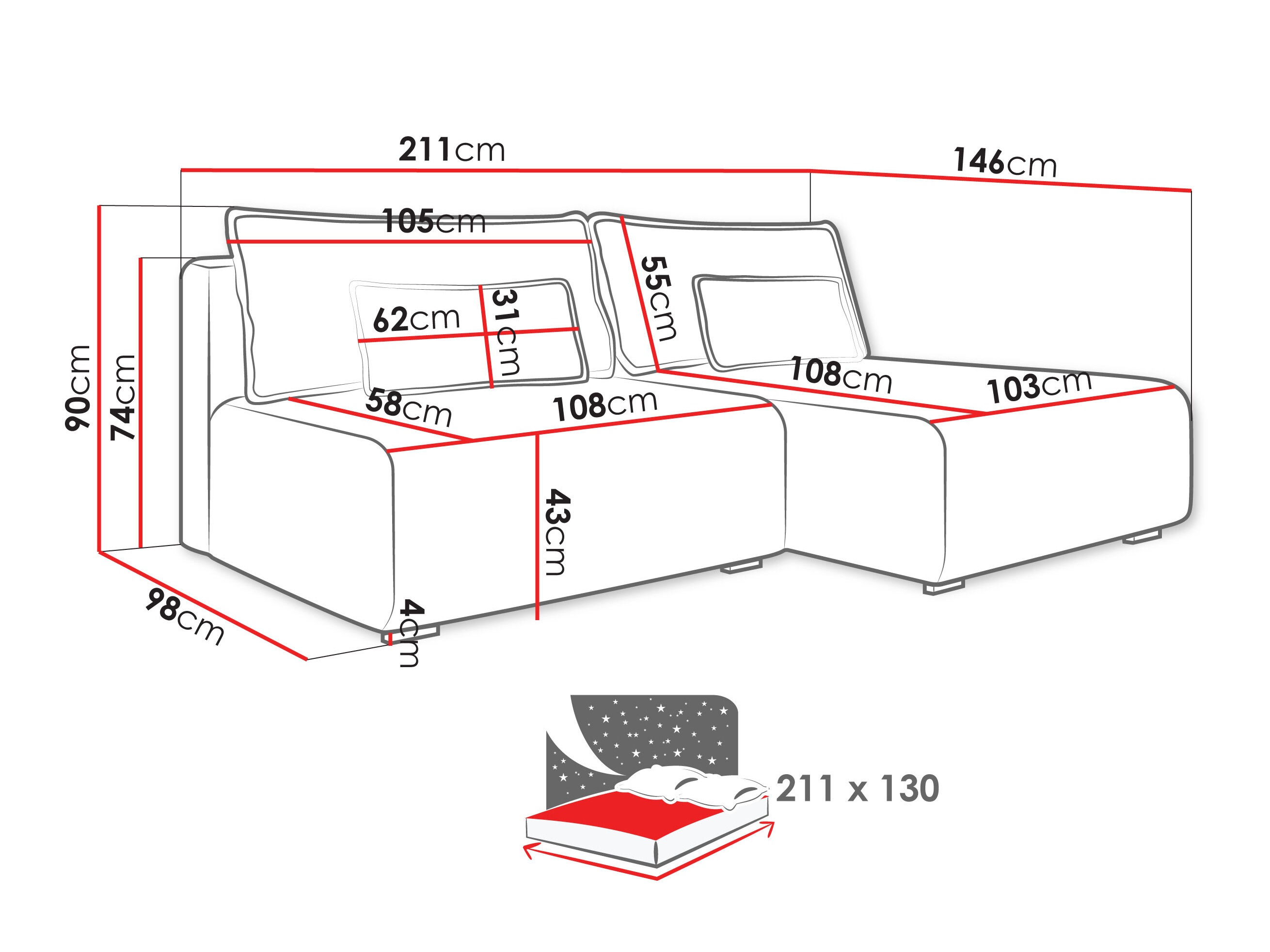 Corner sofa TrendyNest Fenestal (Tilia 100)