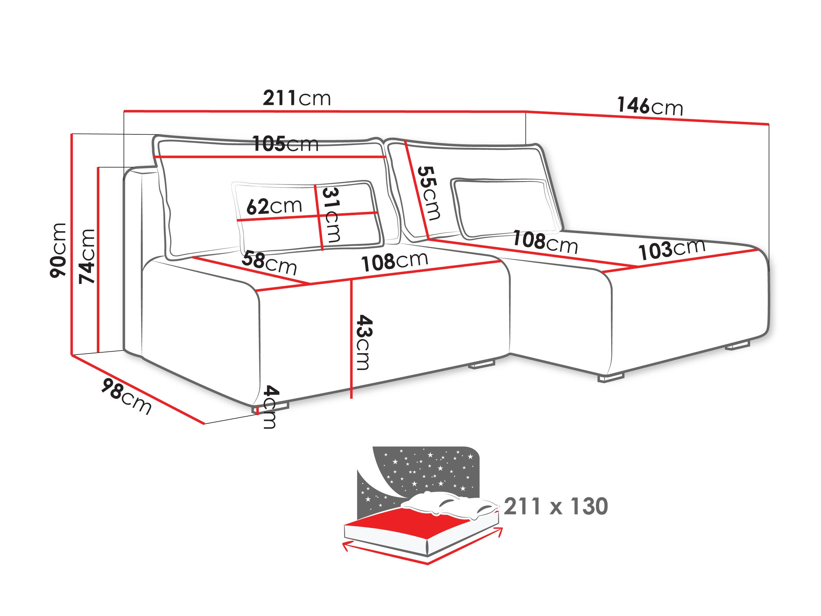 Corner sofa TrendyNest Fenestal (Tilia 11)