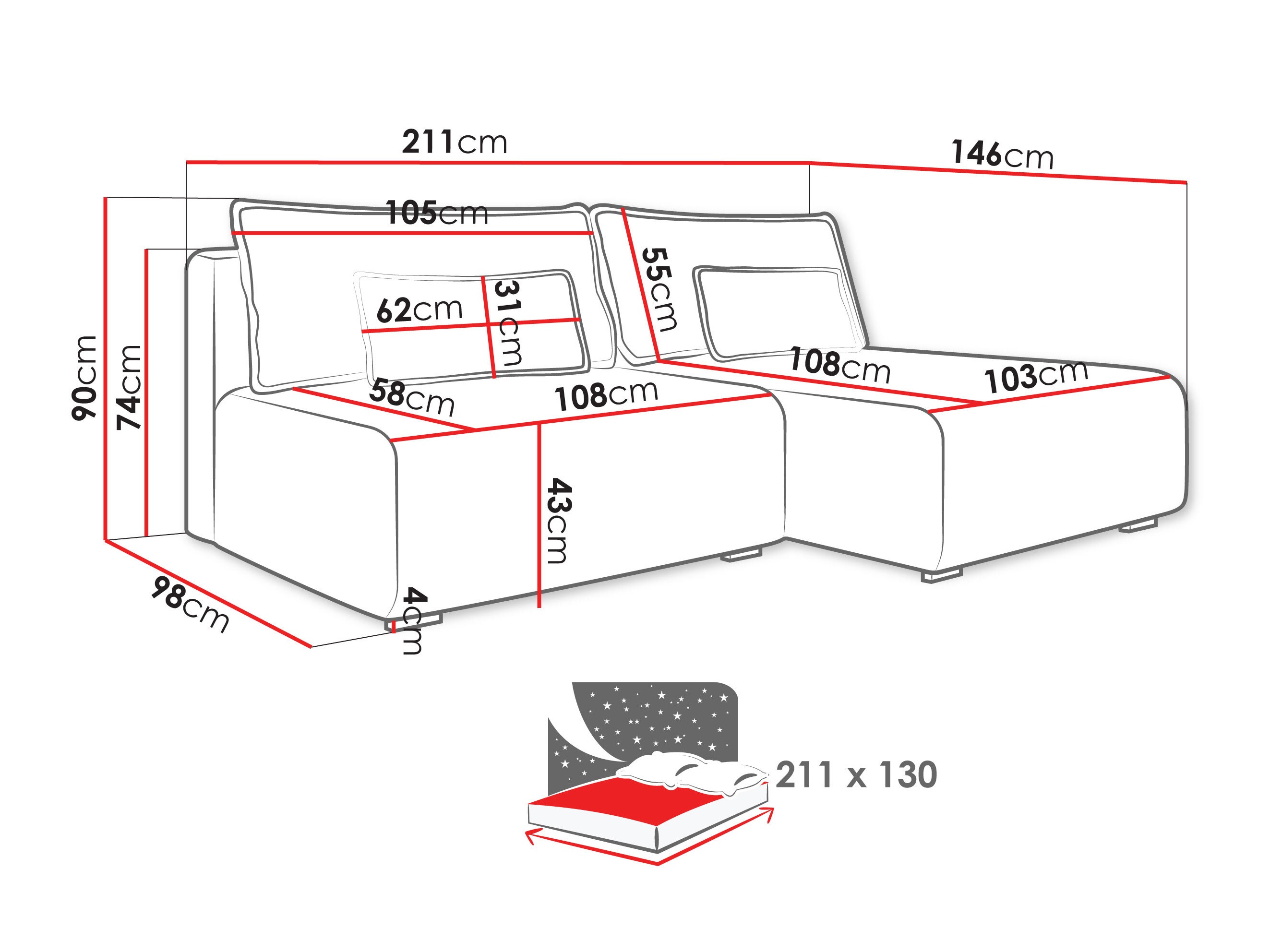 Corner sofa TrendyNest Fenestal (Tilia 39)