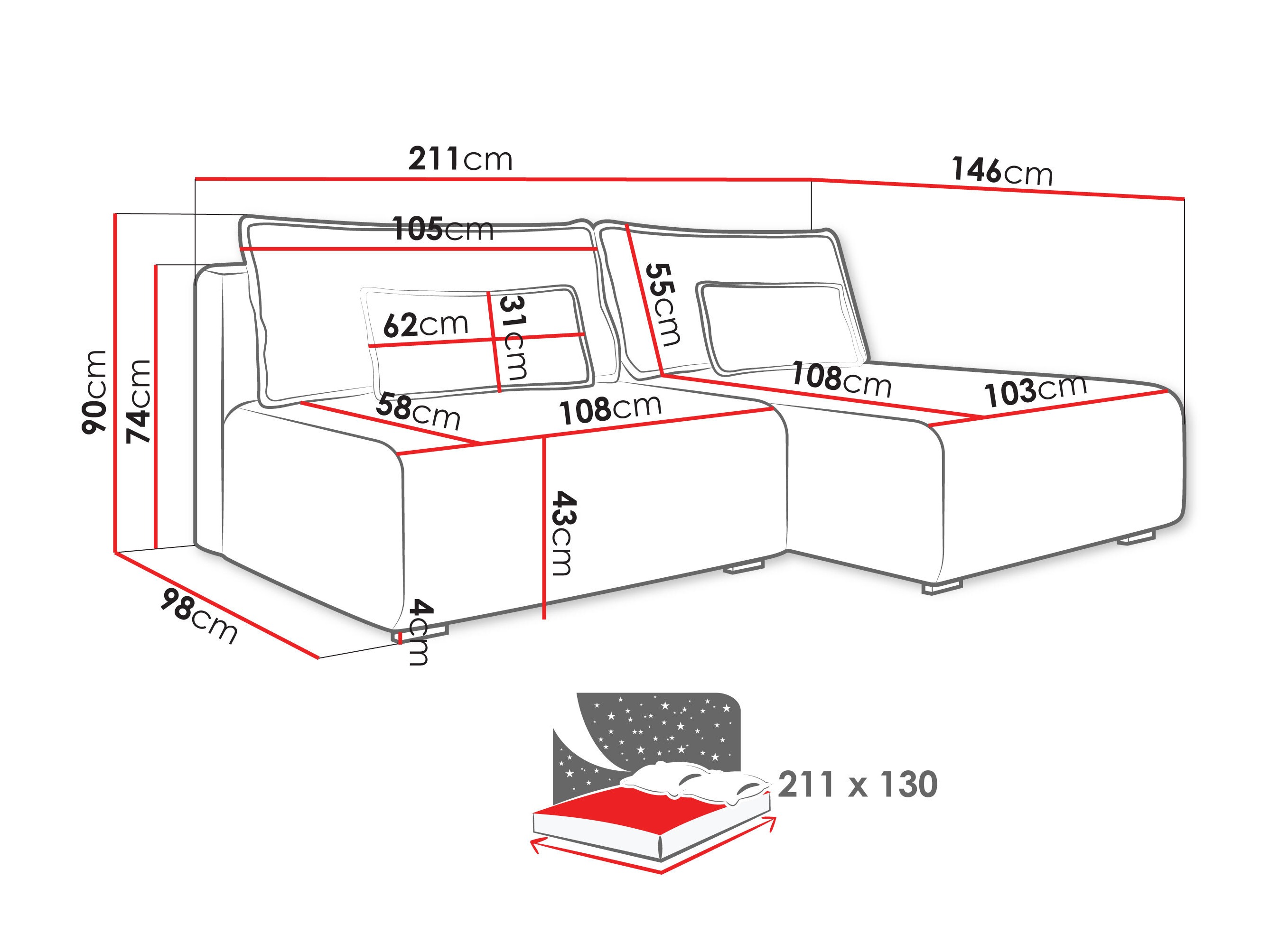 Corner sofa TrendyNest Fenestal (Tilia 52)