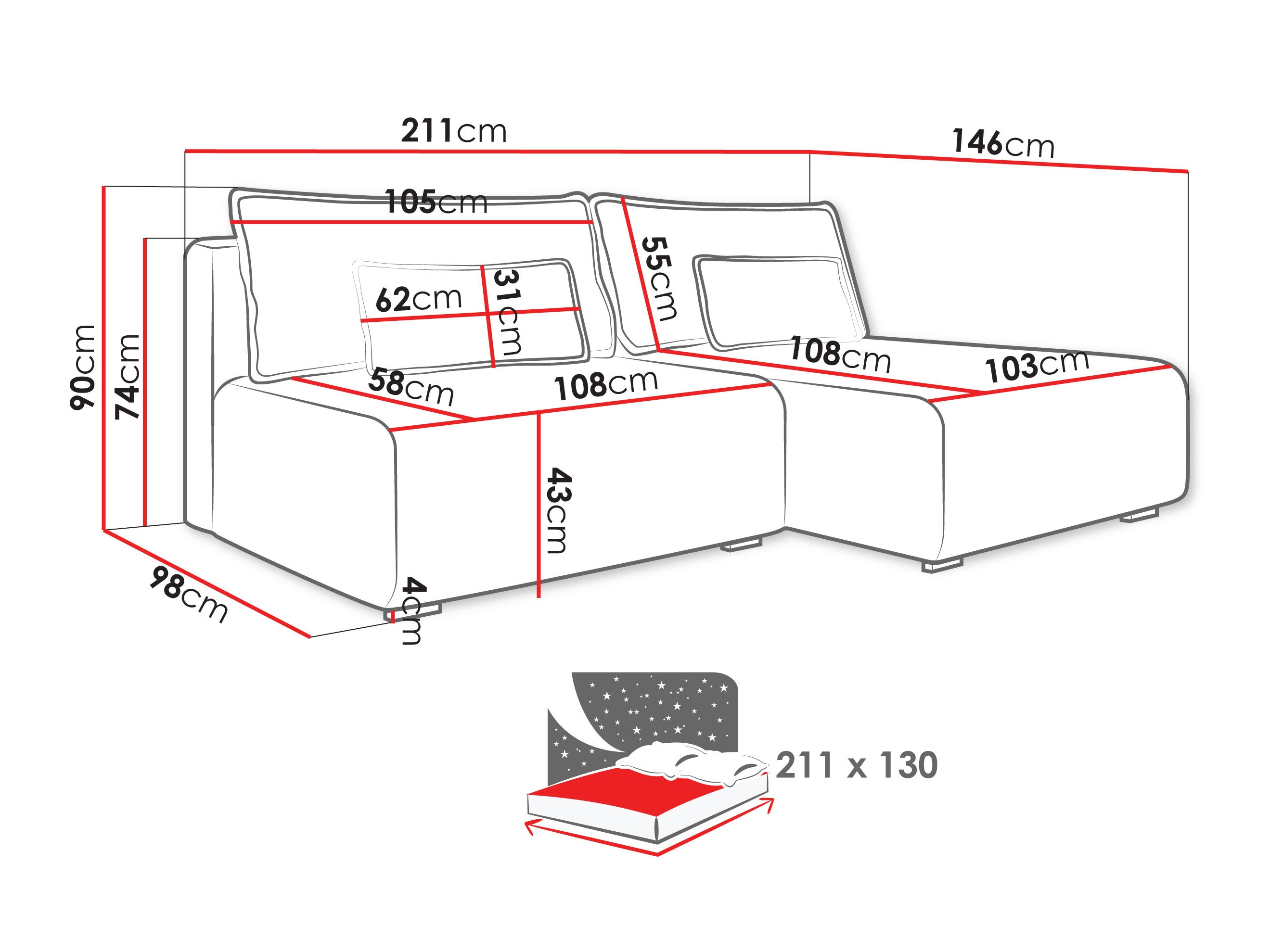 Corner sofa TrendyNest Fenestal (Tilia 85)