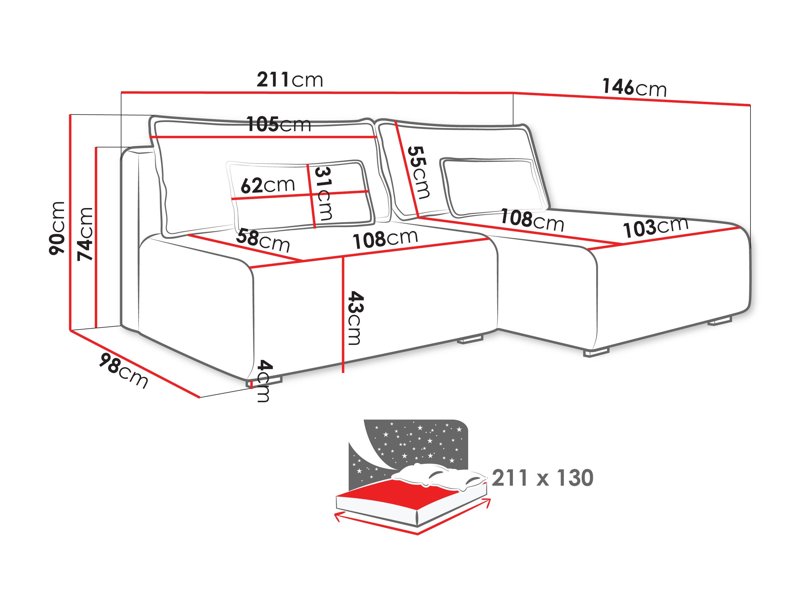 Corner sofa TrendyNest Fenestal (Tilia 85)
