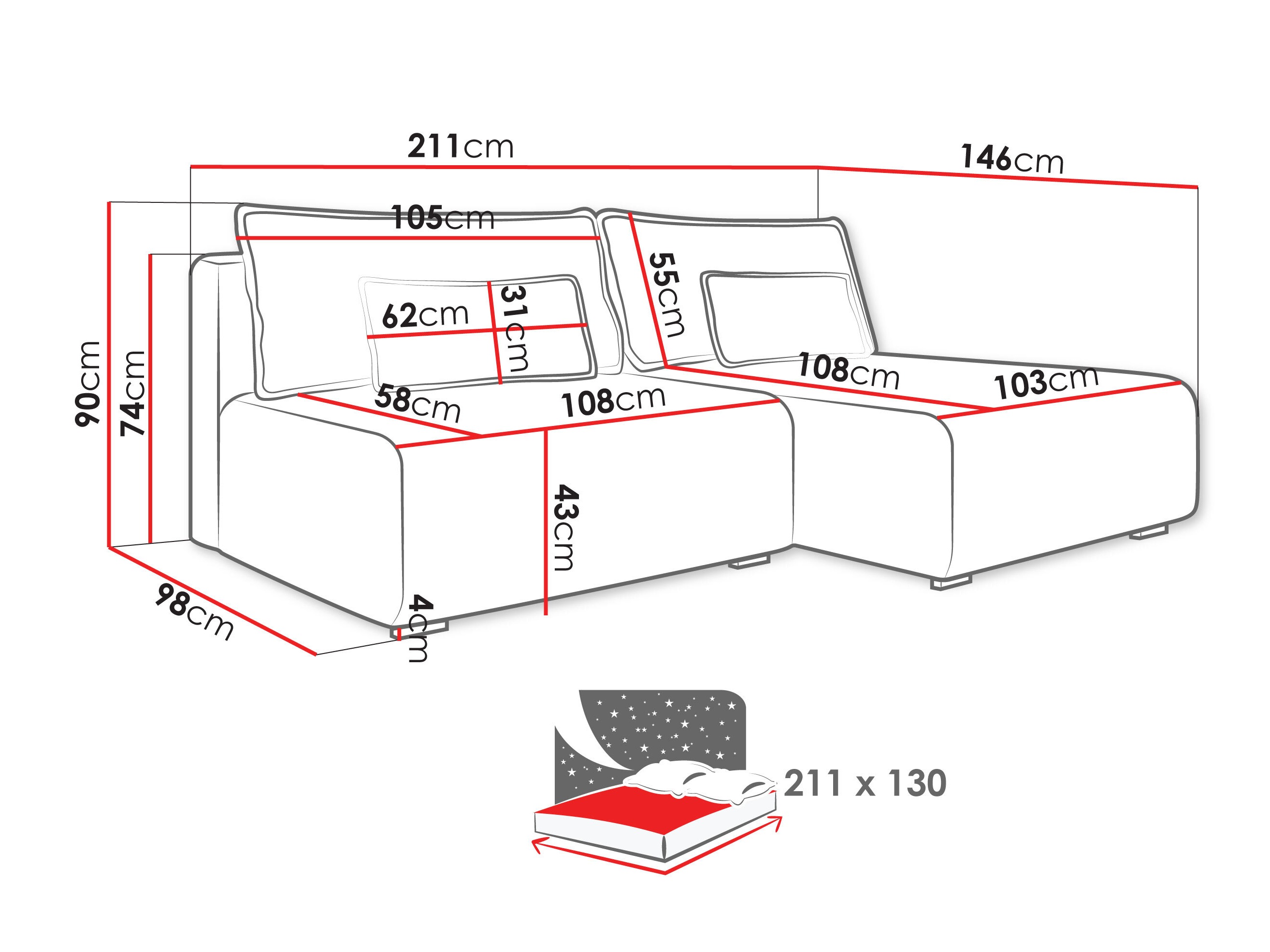 Corner sofa TrendyNest Fenestal (Tilia 86)