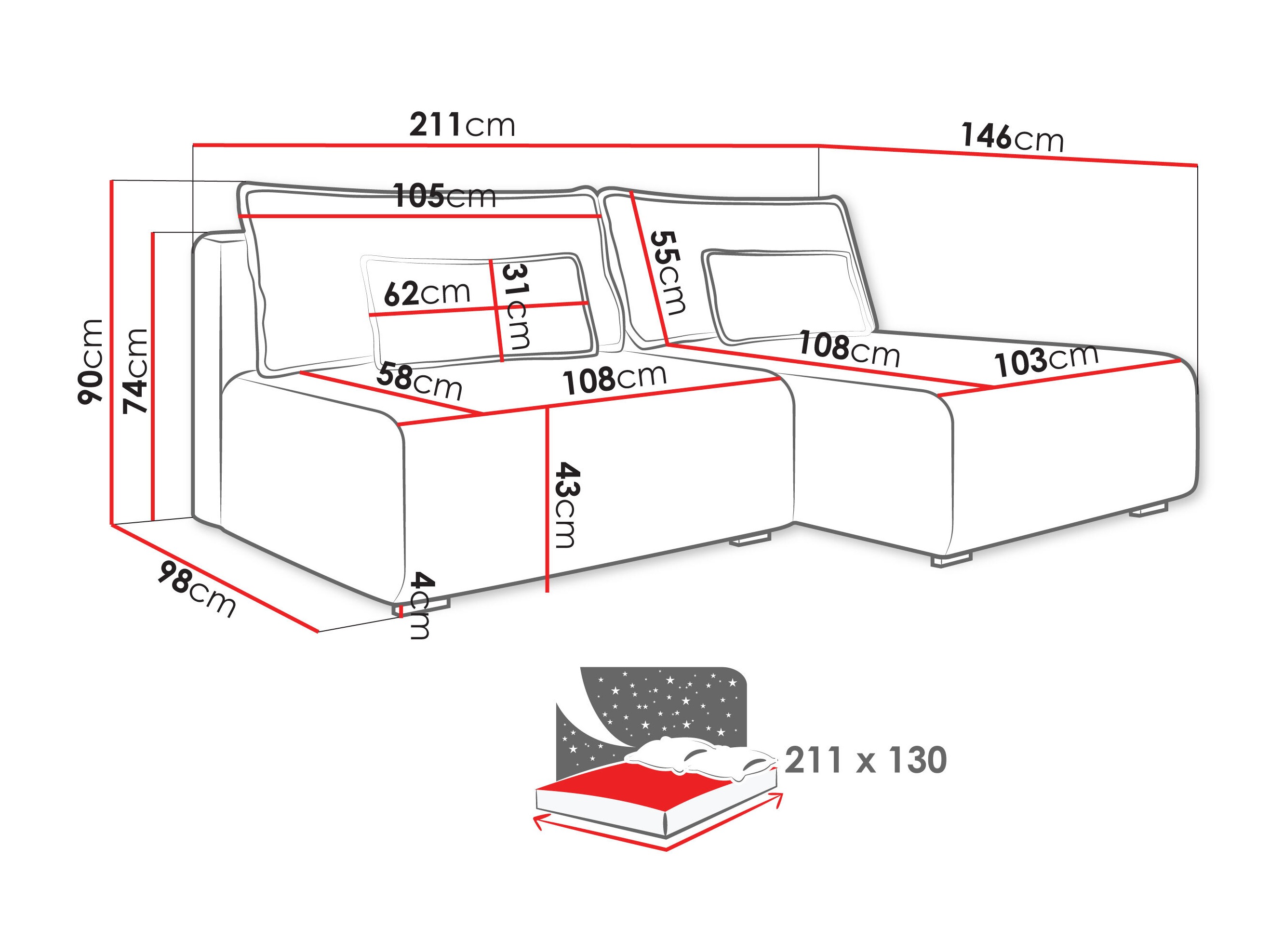Corner sofa TrendyNest Fenestal (Tilia 86)