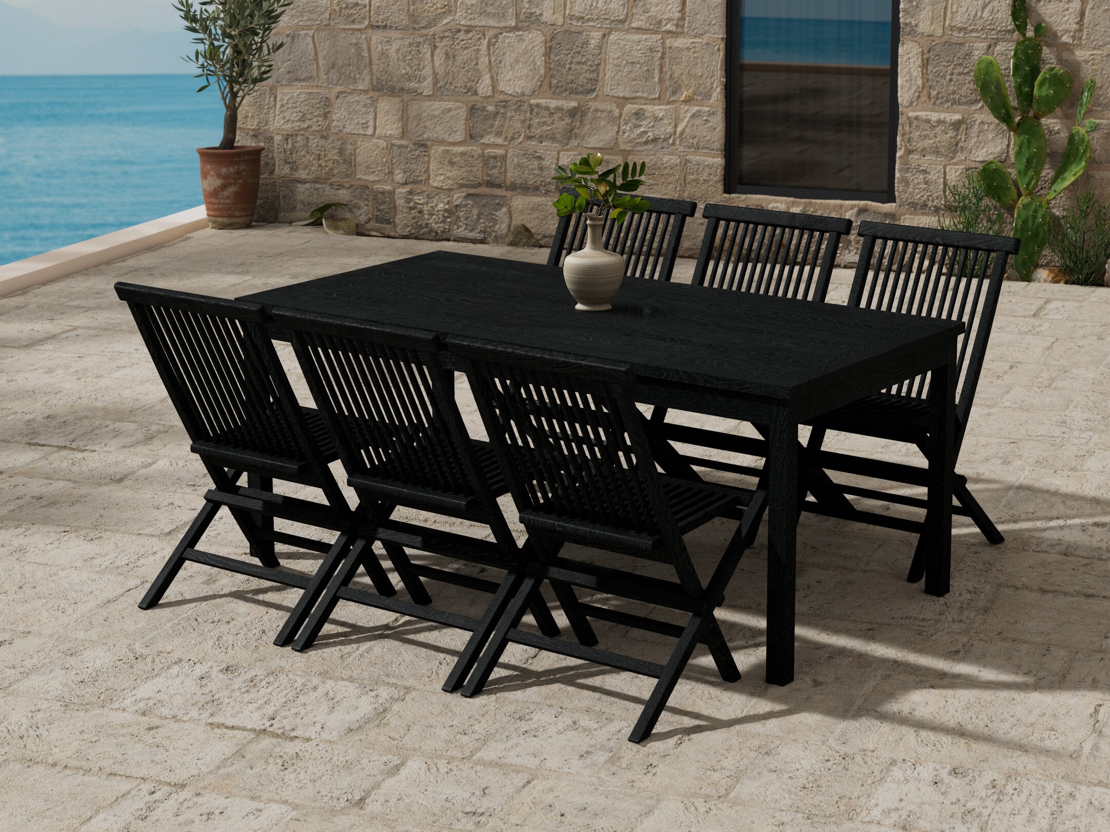 Table and chairs set Nunova 144 (Black)