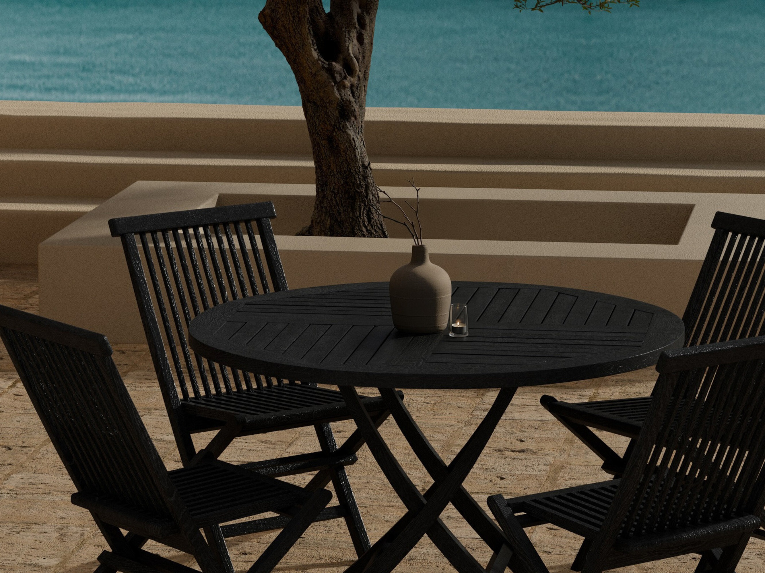 Table and chairs set Nunova 145 (Black)