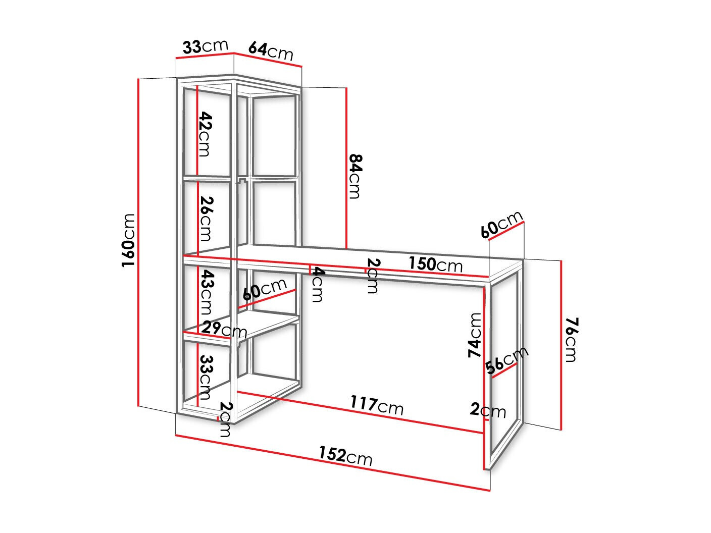 Desk Oswego 107 (Brown + Black)