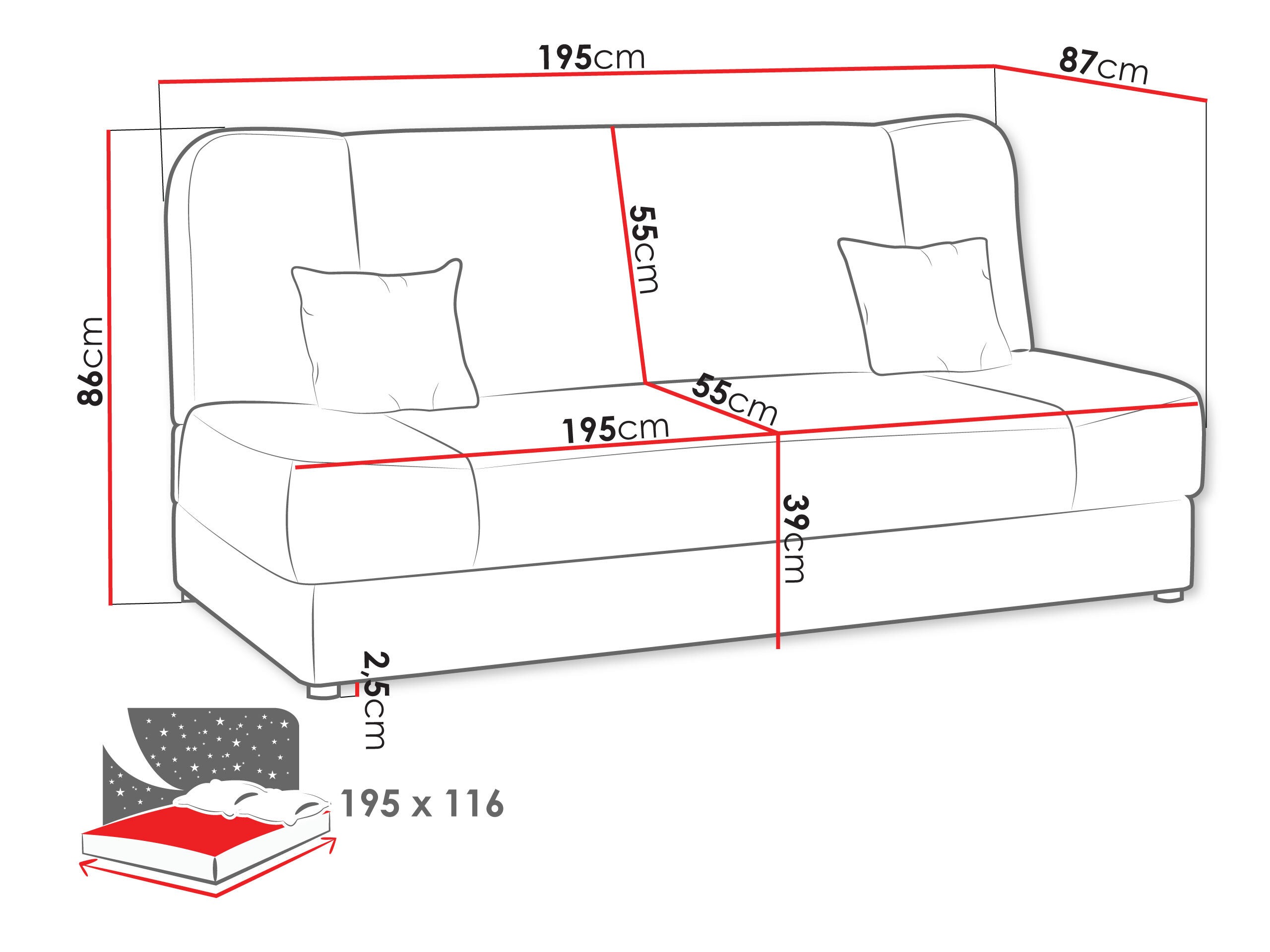 Sofa bed Comfivo Cera (Lux 05 + Lux 06)
