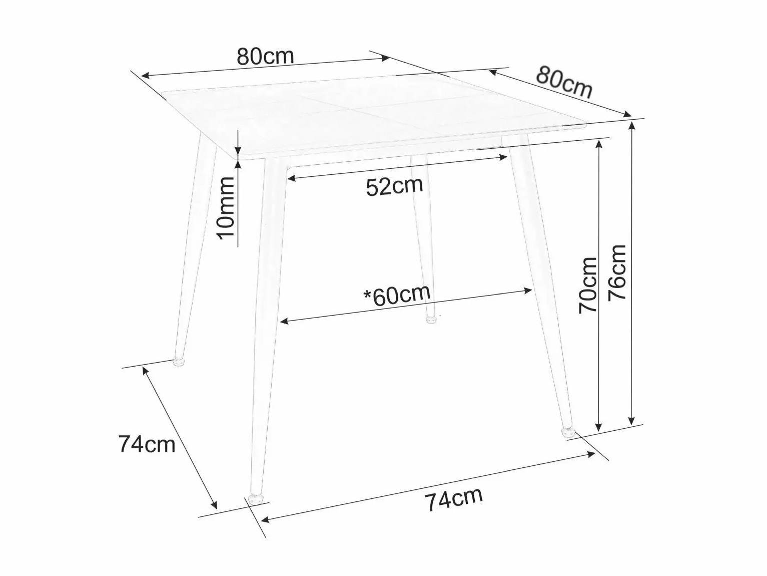 Table Detroit 876 (White marble + Black)