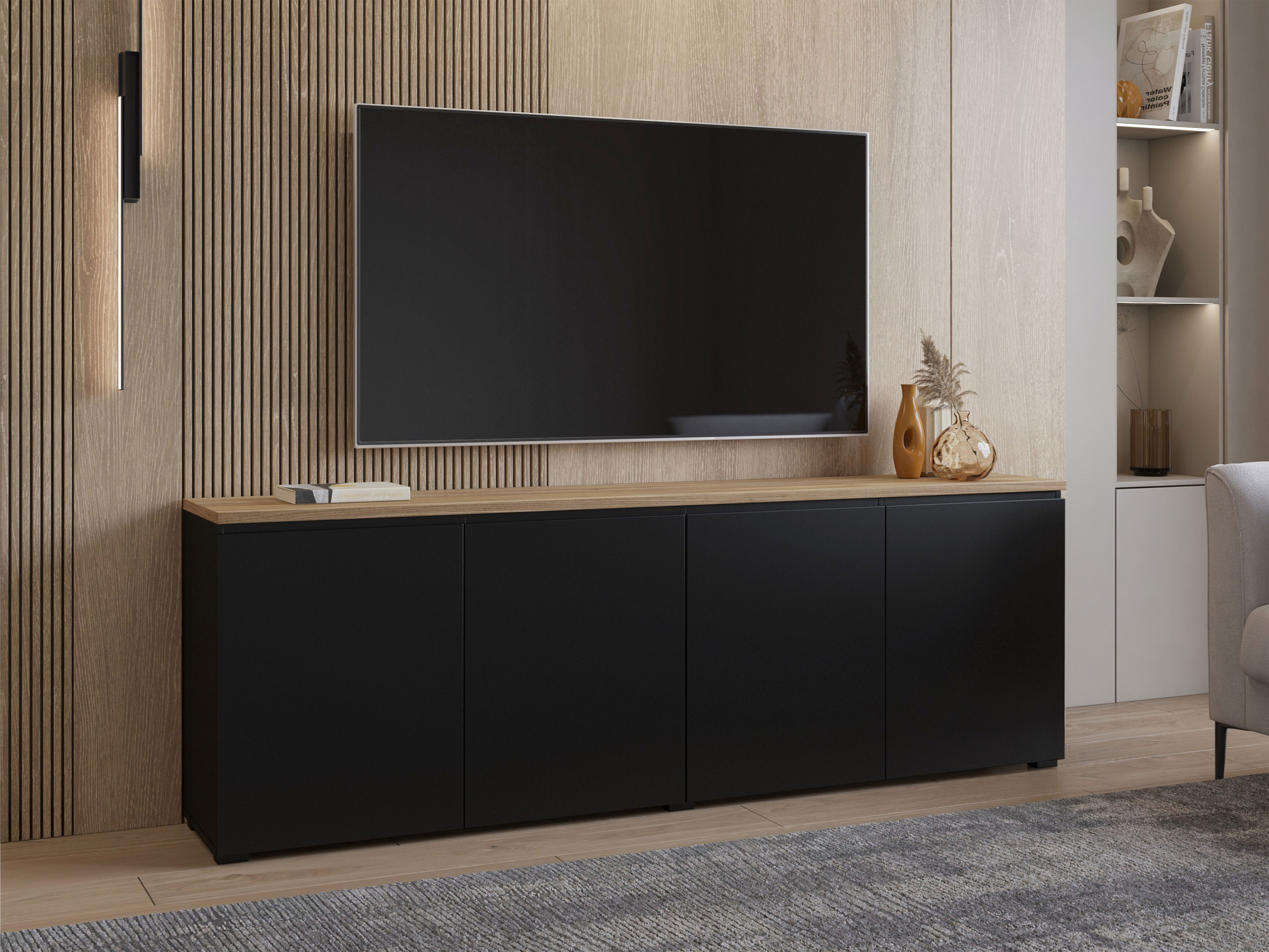 Sideboard Baletu 105 (Black + Oak)