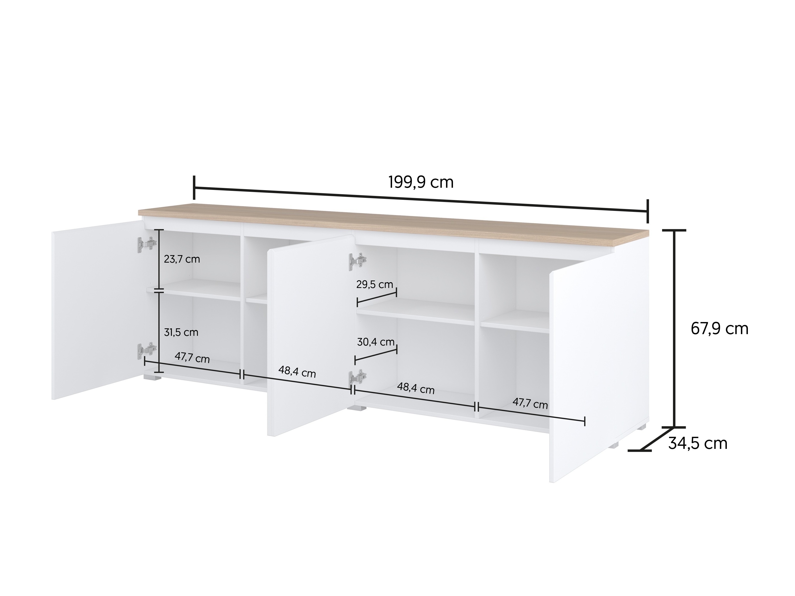 Sideboard Baletu 105 (White + Oak)