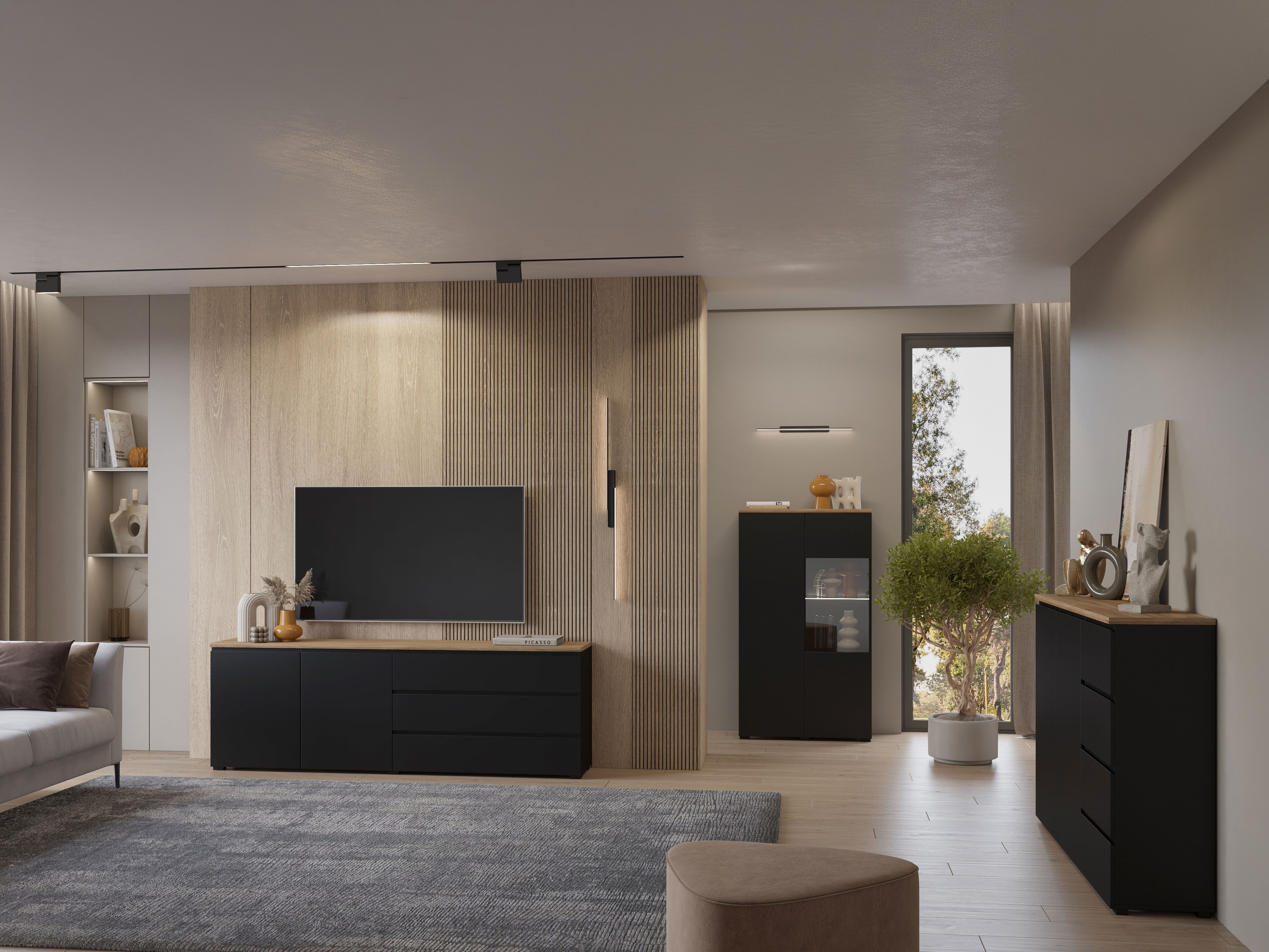 Chest of drawers Baletu 109 (Black + Oak)