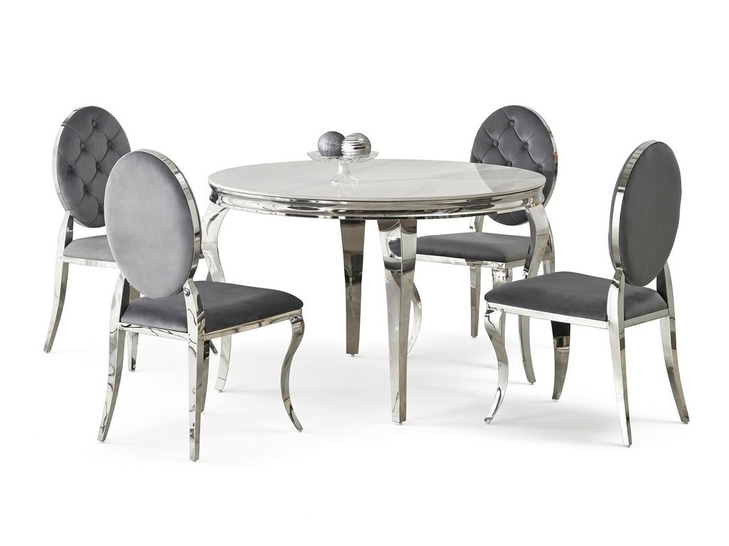 Dining set Houston 1828 (White marble + Grey)