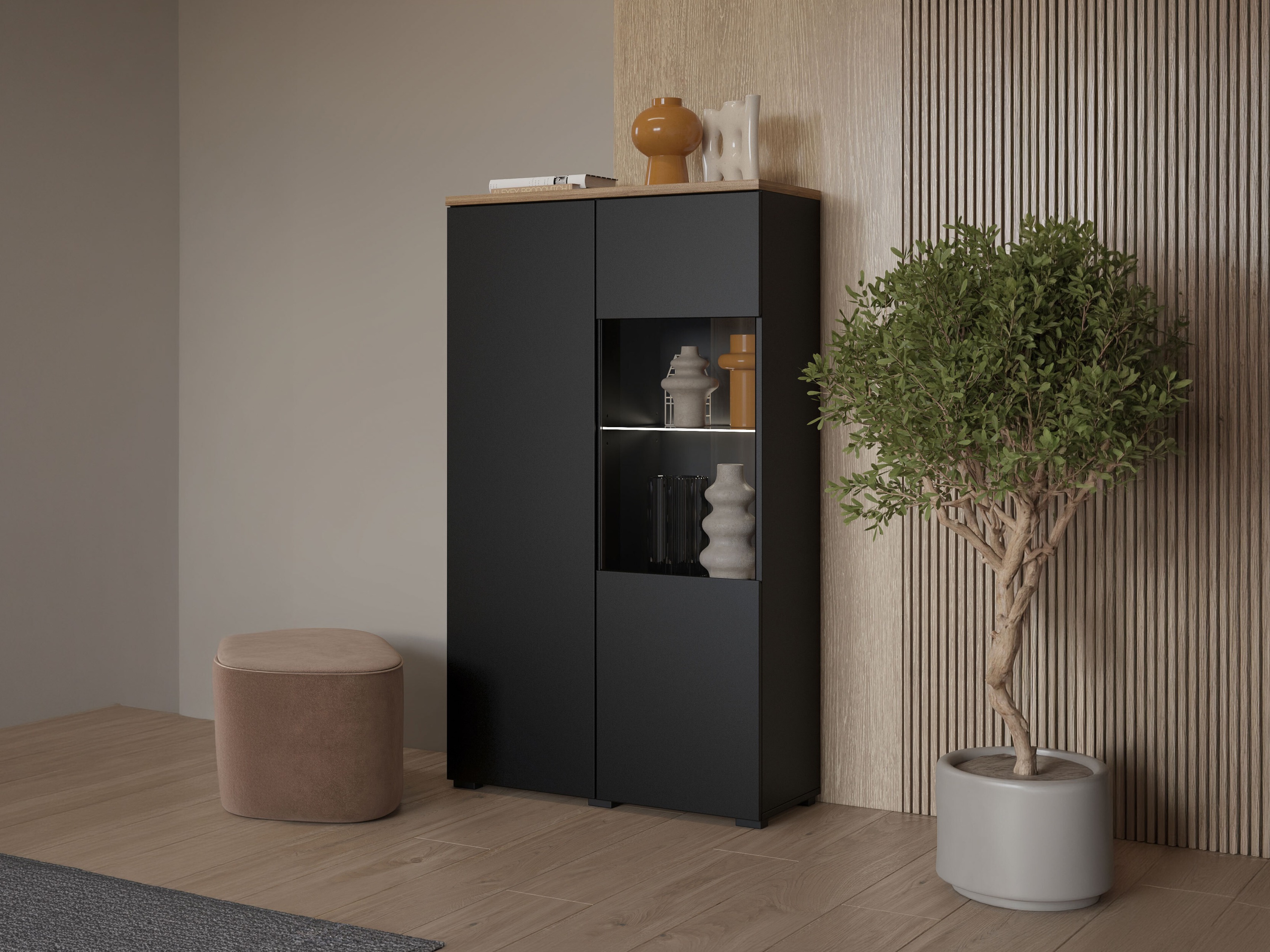 Bookcase Baletu 108 (Black + Oak)