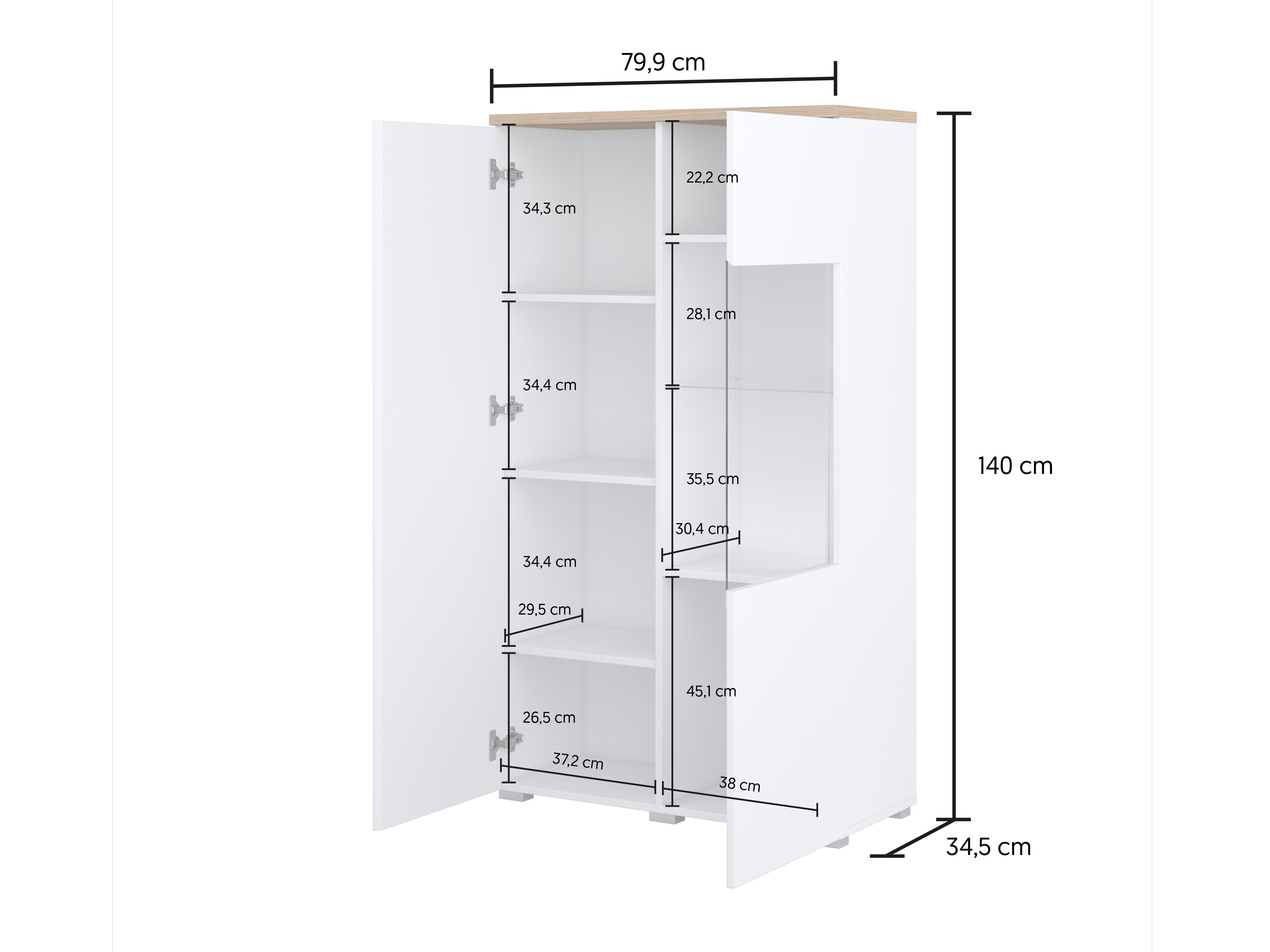 Bookcase Baletu 108 (White + Oak)