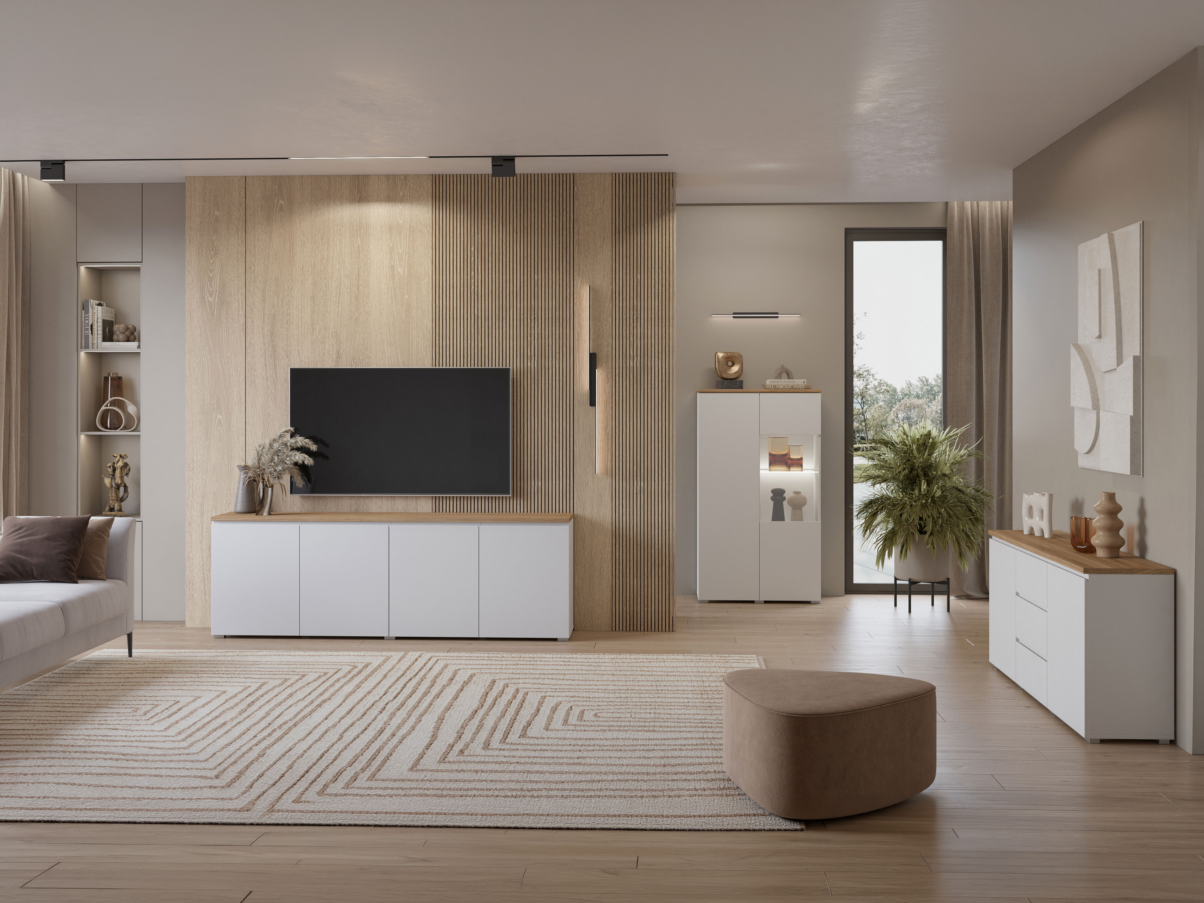 Bookcase Baletu 108 (White + Oak)
