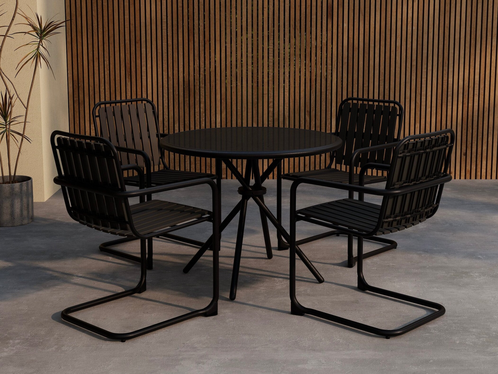 Table and chairs set Dallas 5192 (Black)