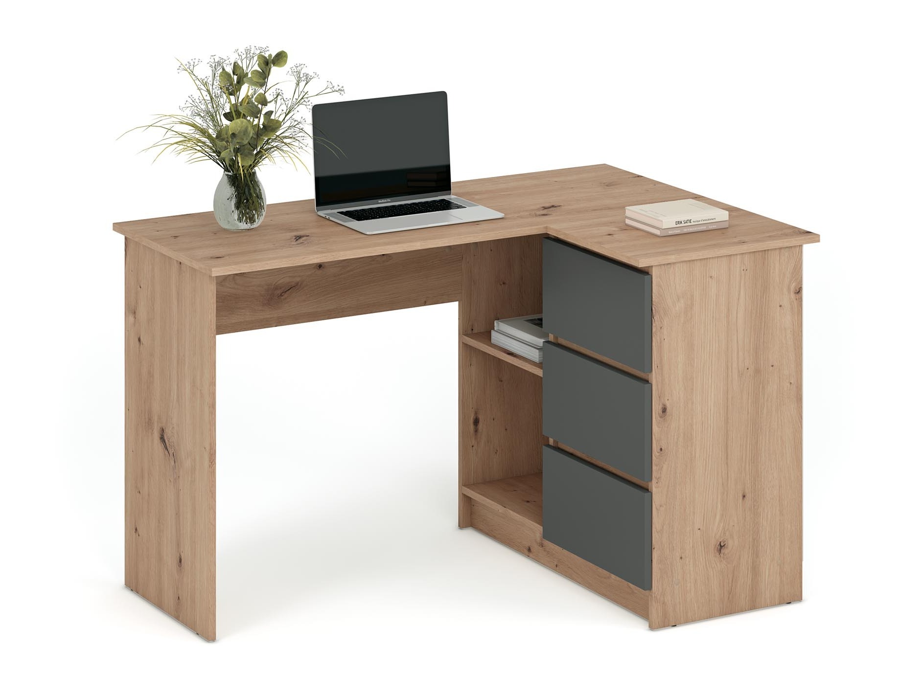 Corner desk Houston 1950 (Graphite + Artisan oak)