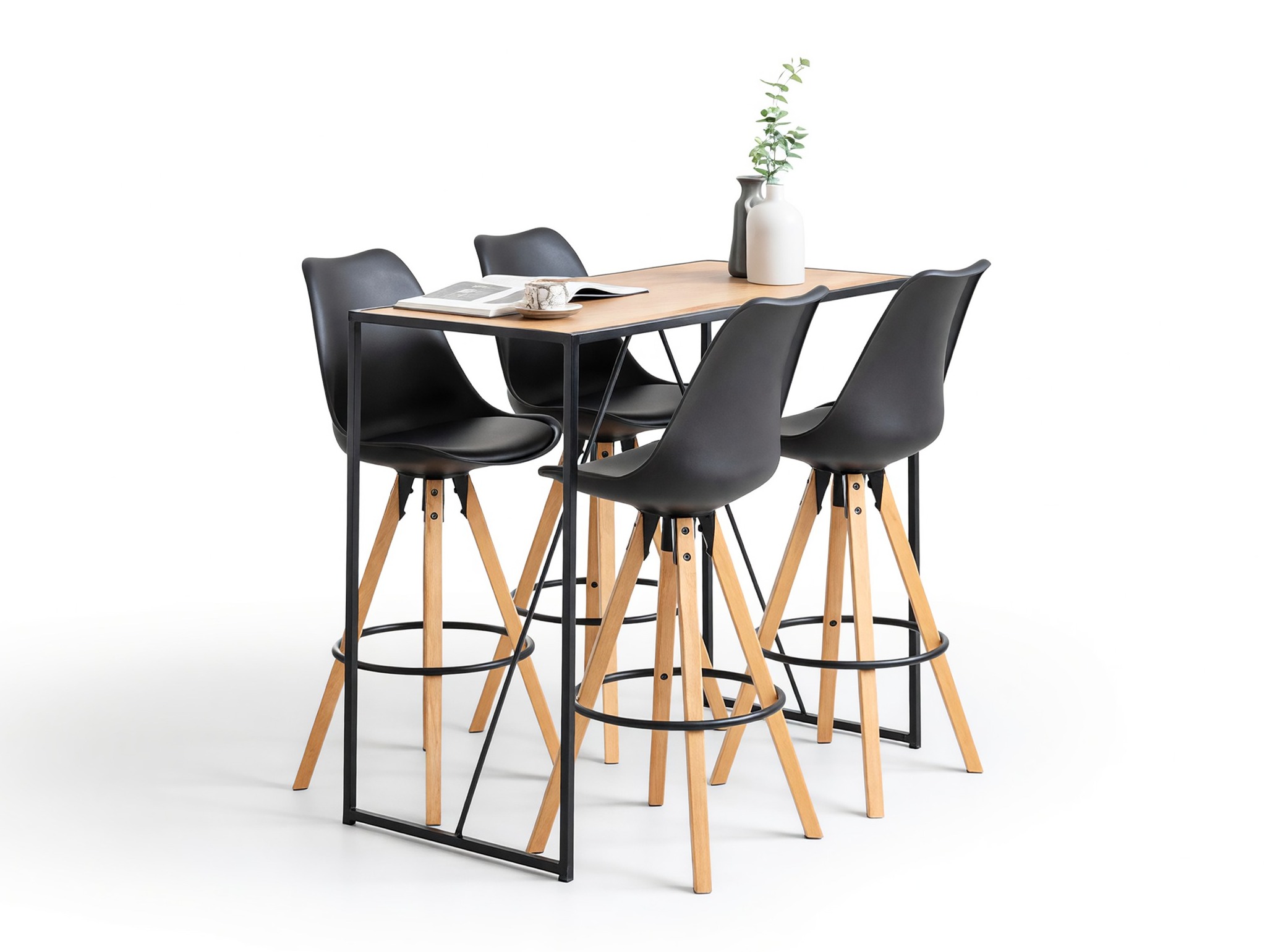 Dining set Norsica 517 (Black + Light wood)