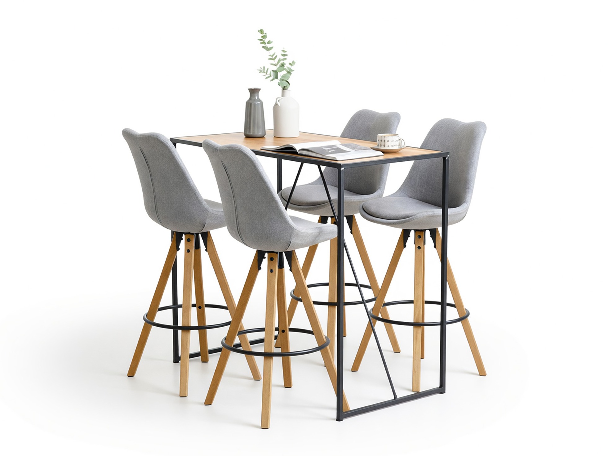 Dining set Norsica 517 (Grey + Light wood)