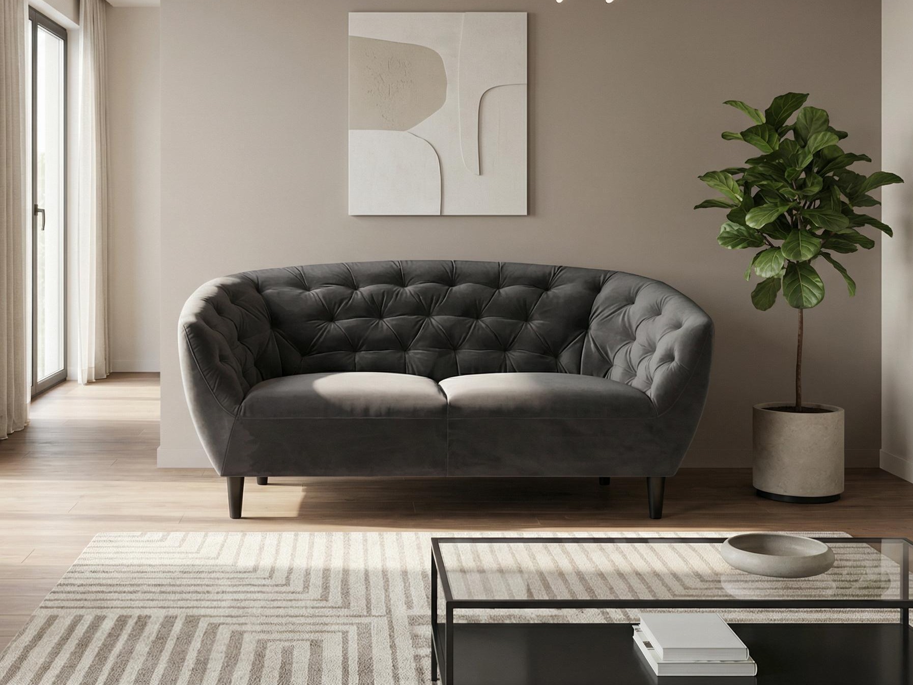 Chesterfield sofa Norsica 260 (Dark grey)