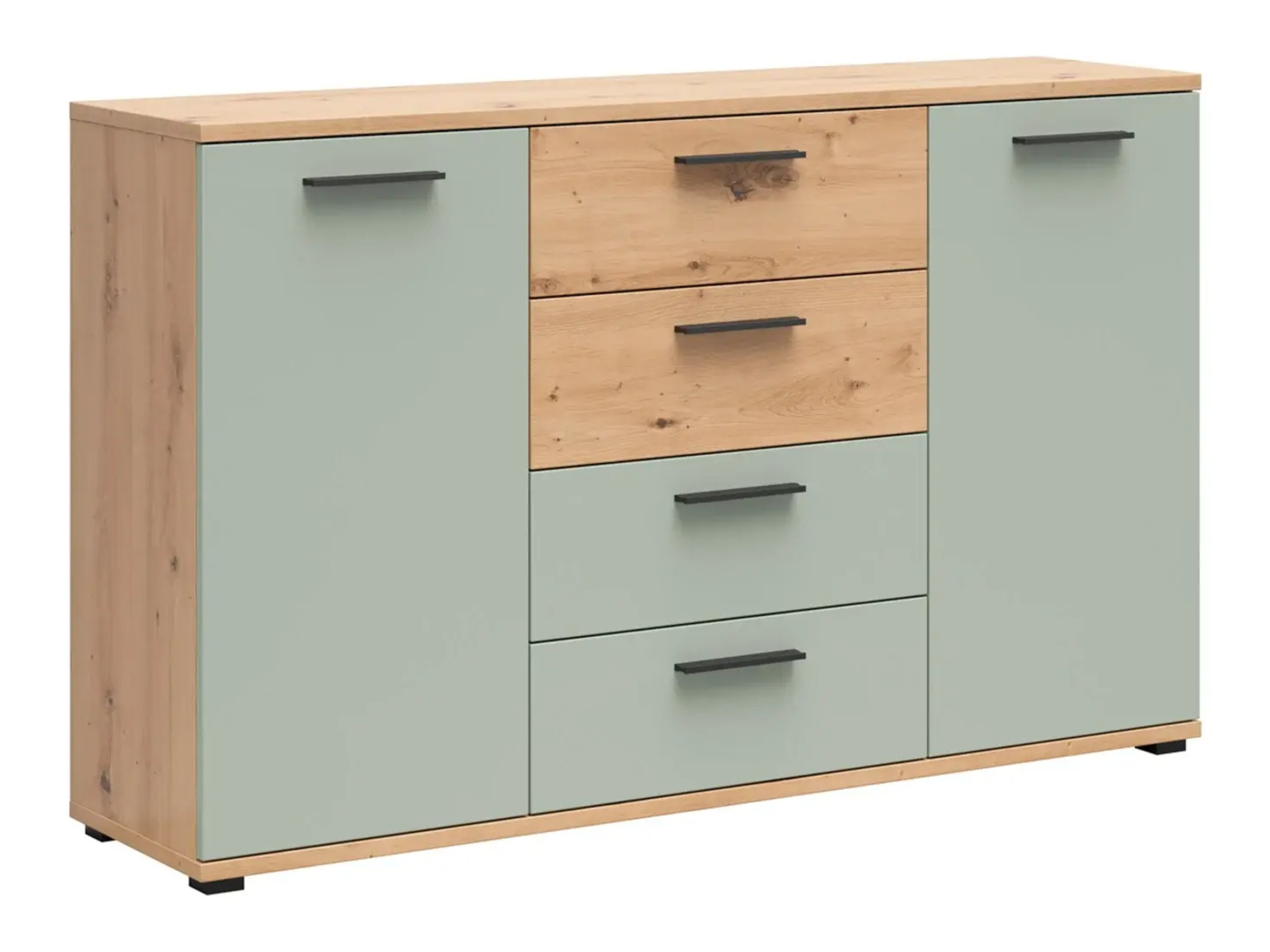 Chest of drawers Livcali 101 (Green + Artisan oak)