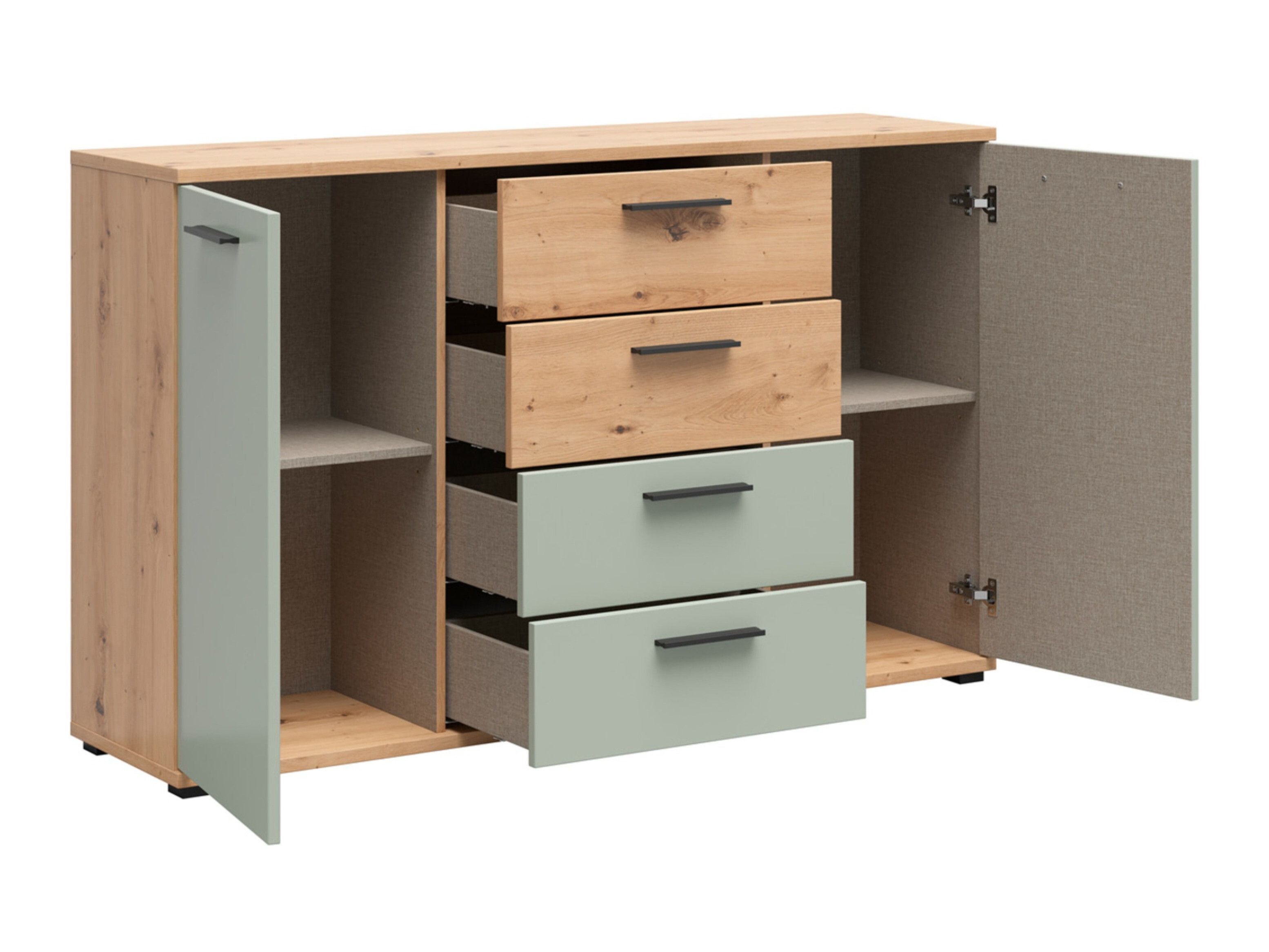 Chest of drawers Livcali 101 (Green + Artisan oak)