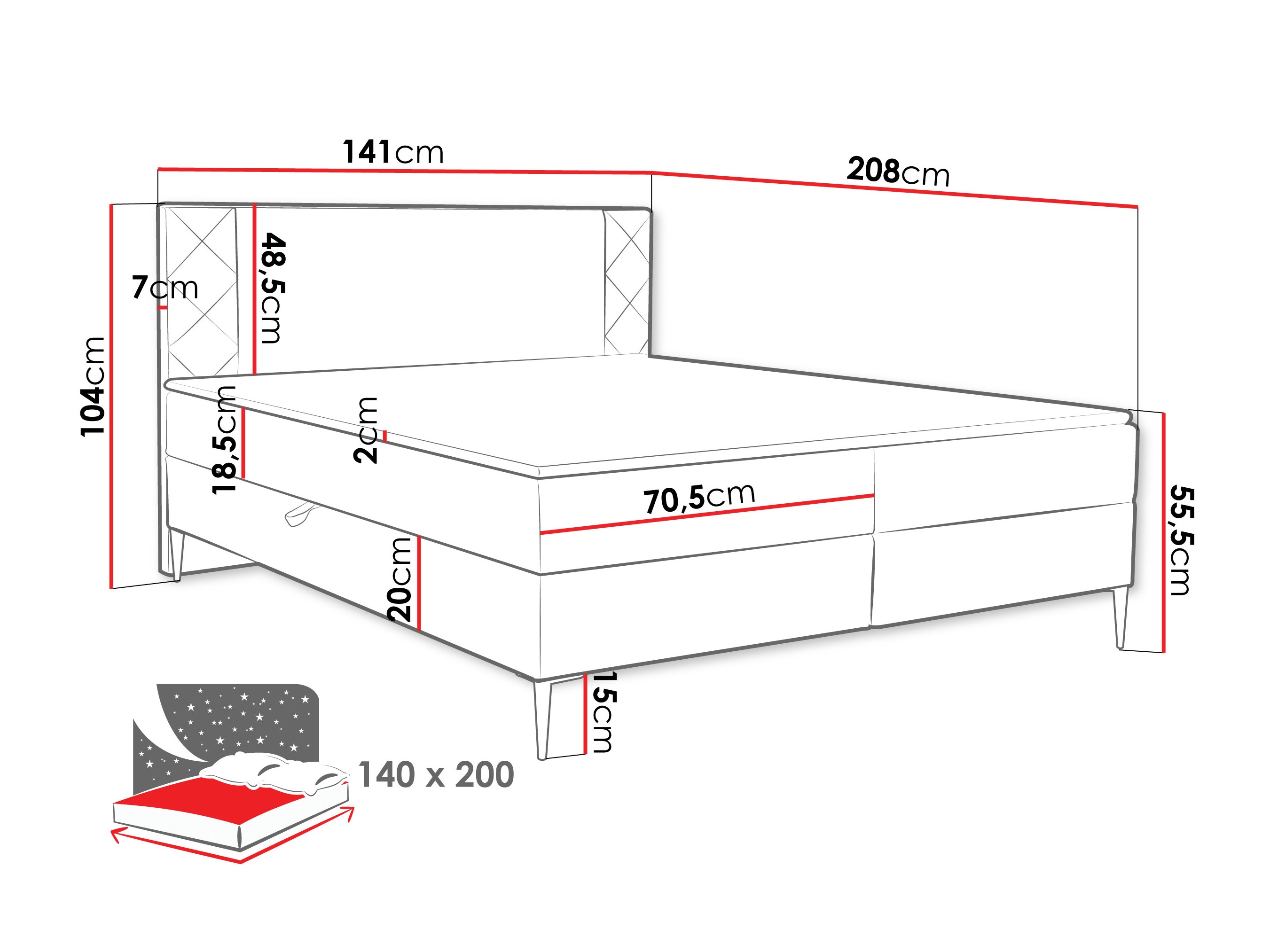 Continental bed Providence 200 (Polo 872)