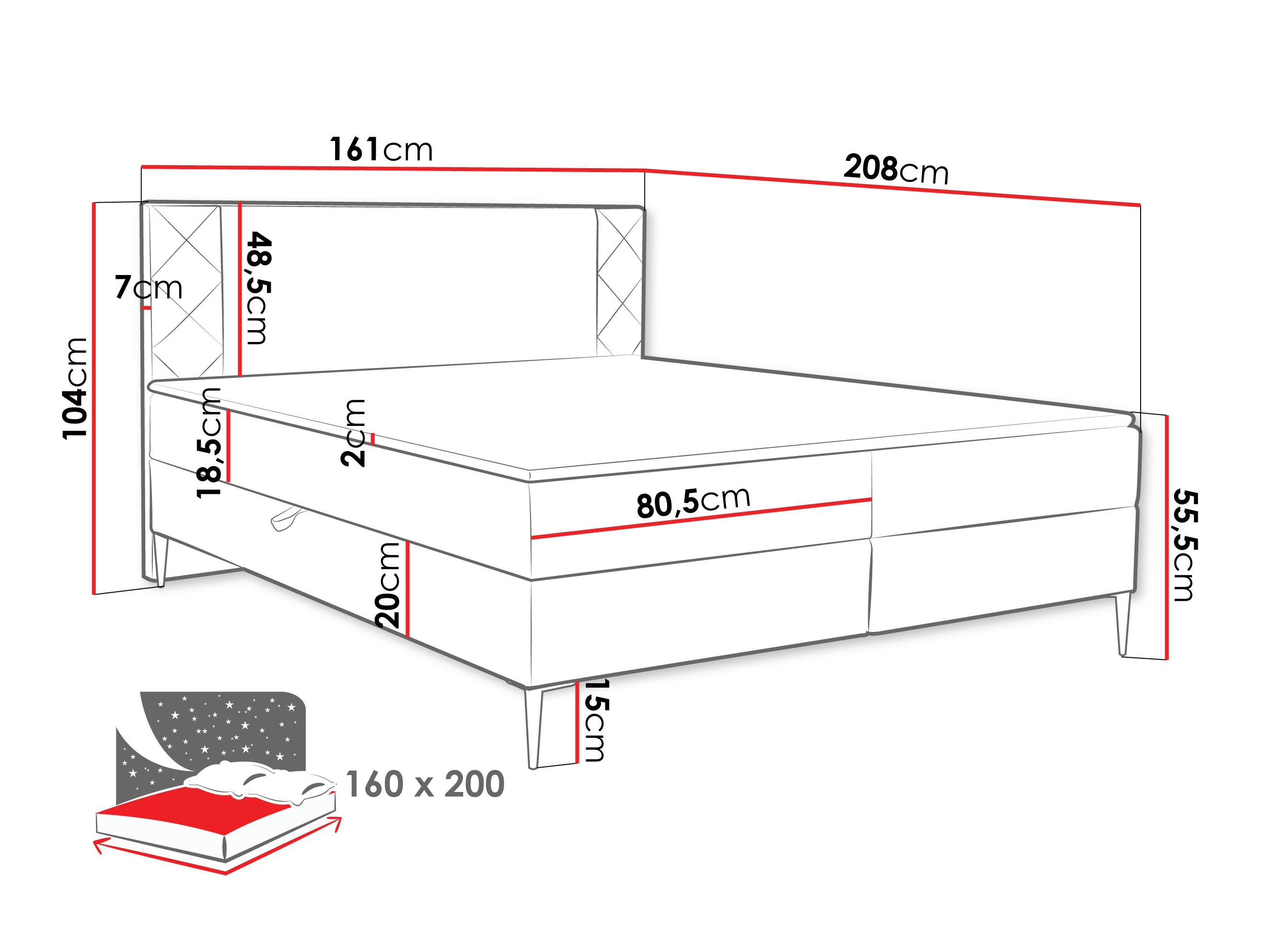 Continental bed Providence 200 (Polo 872)