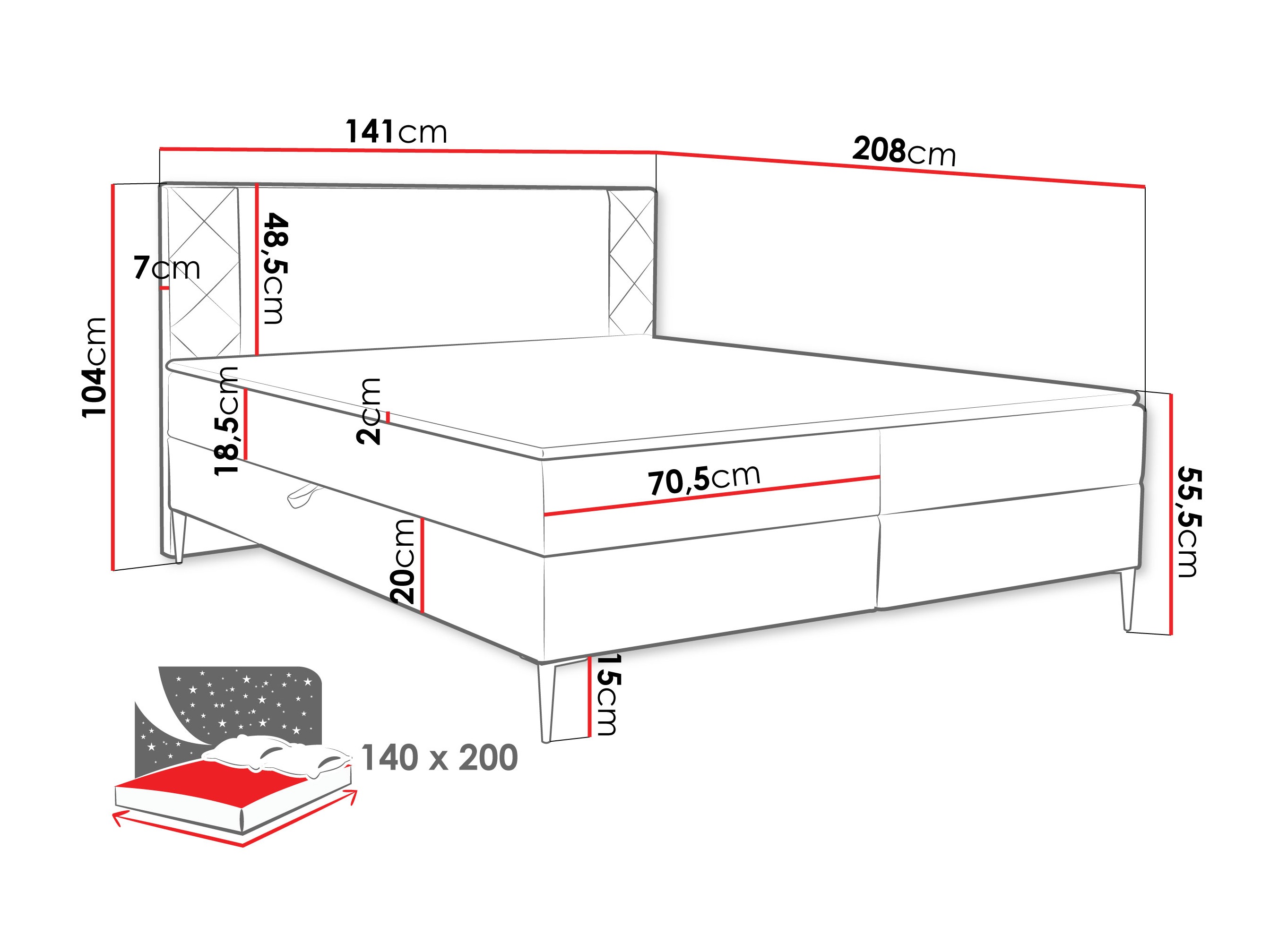 Continental bed Providence 200 (Polo 894)