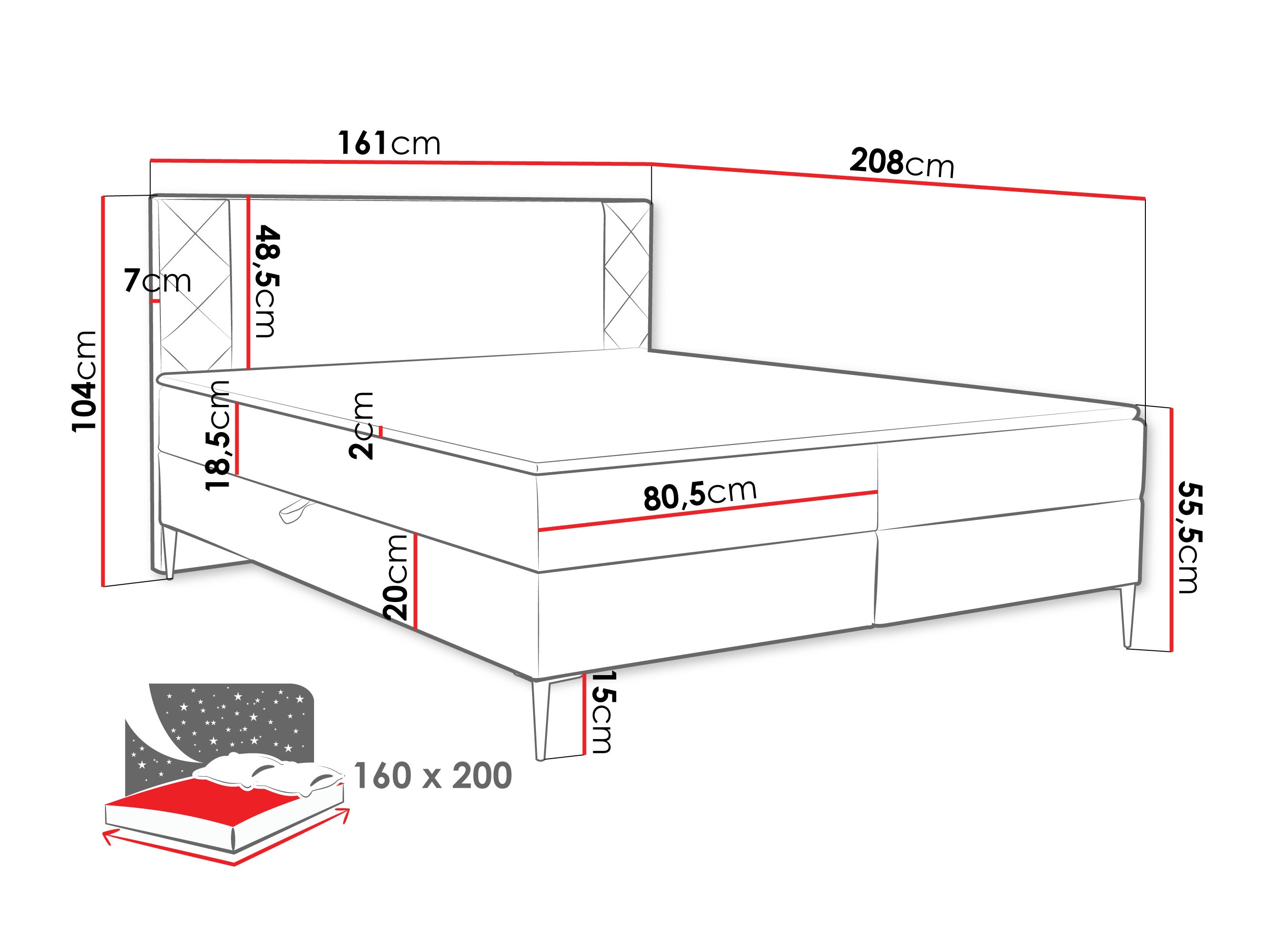 Continental bed Providence 200 (Polo 897)