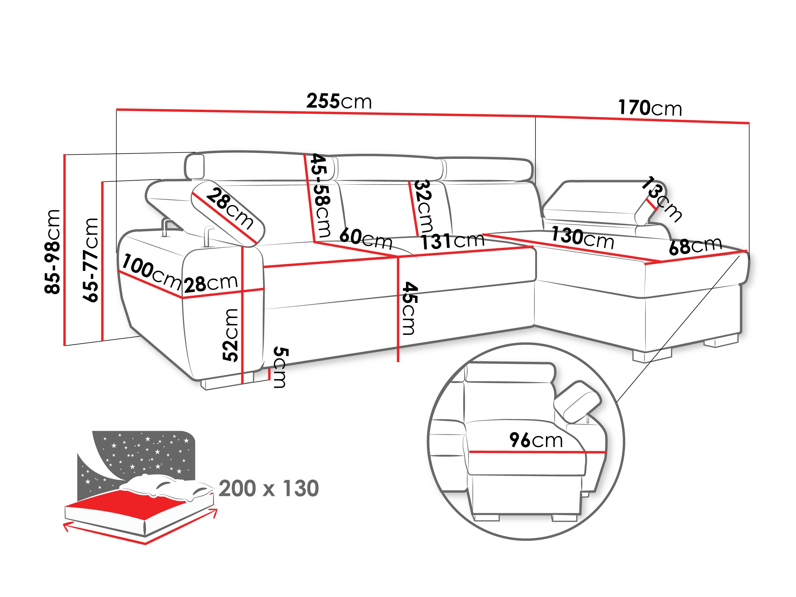 Corner sofa Columbus 252 (Lumo 55)