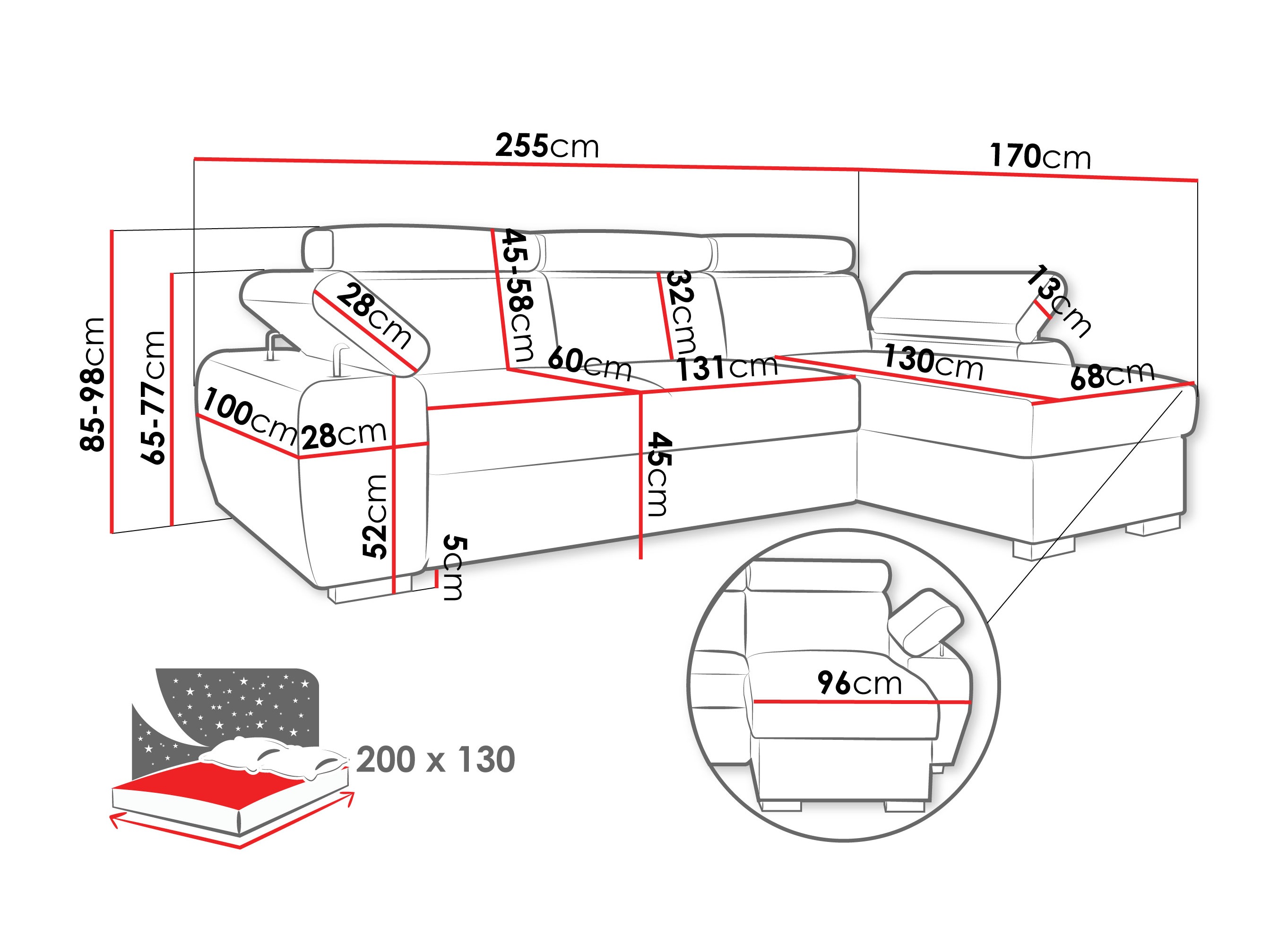 Corner sofa Columbus 252 (Lumo 65)